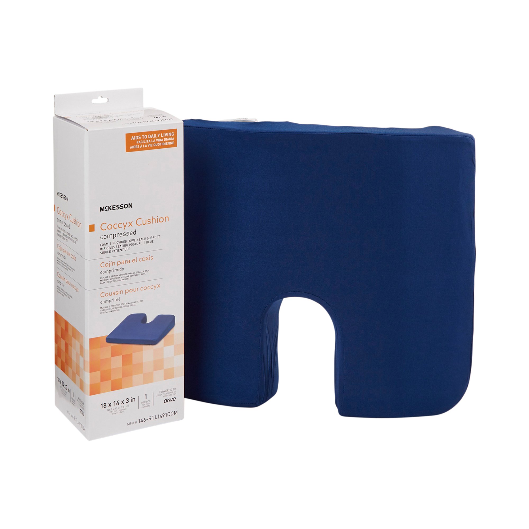 McKesson Compressed Coccyx Cushion, 18 x 14 x 3 Inch