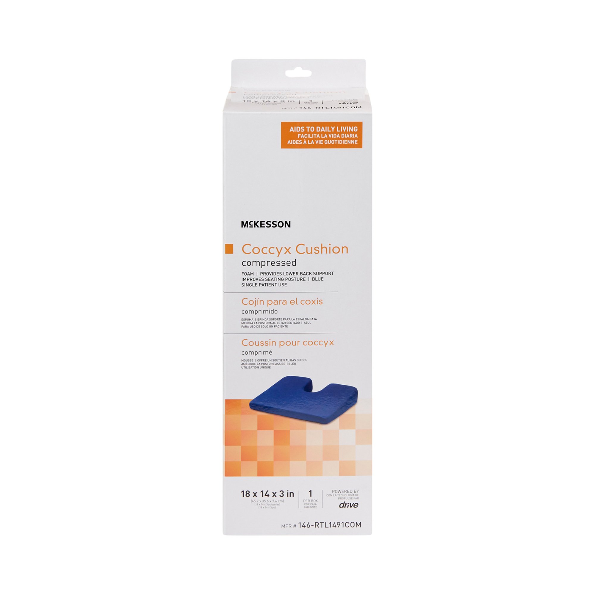 McKesson Compressed Coccyx Cushion, 18 x 14 x 3 Inch - Image 2