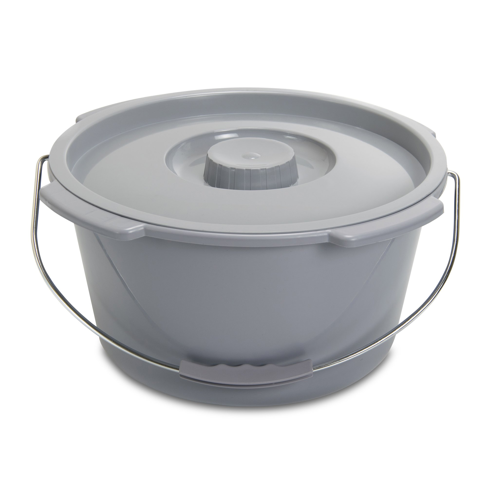 McKesson Commode Bucket With Metal Handle And Cover, 7-1/2 Quart, Gray - Image 2