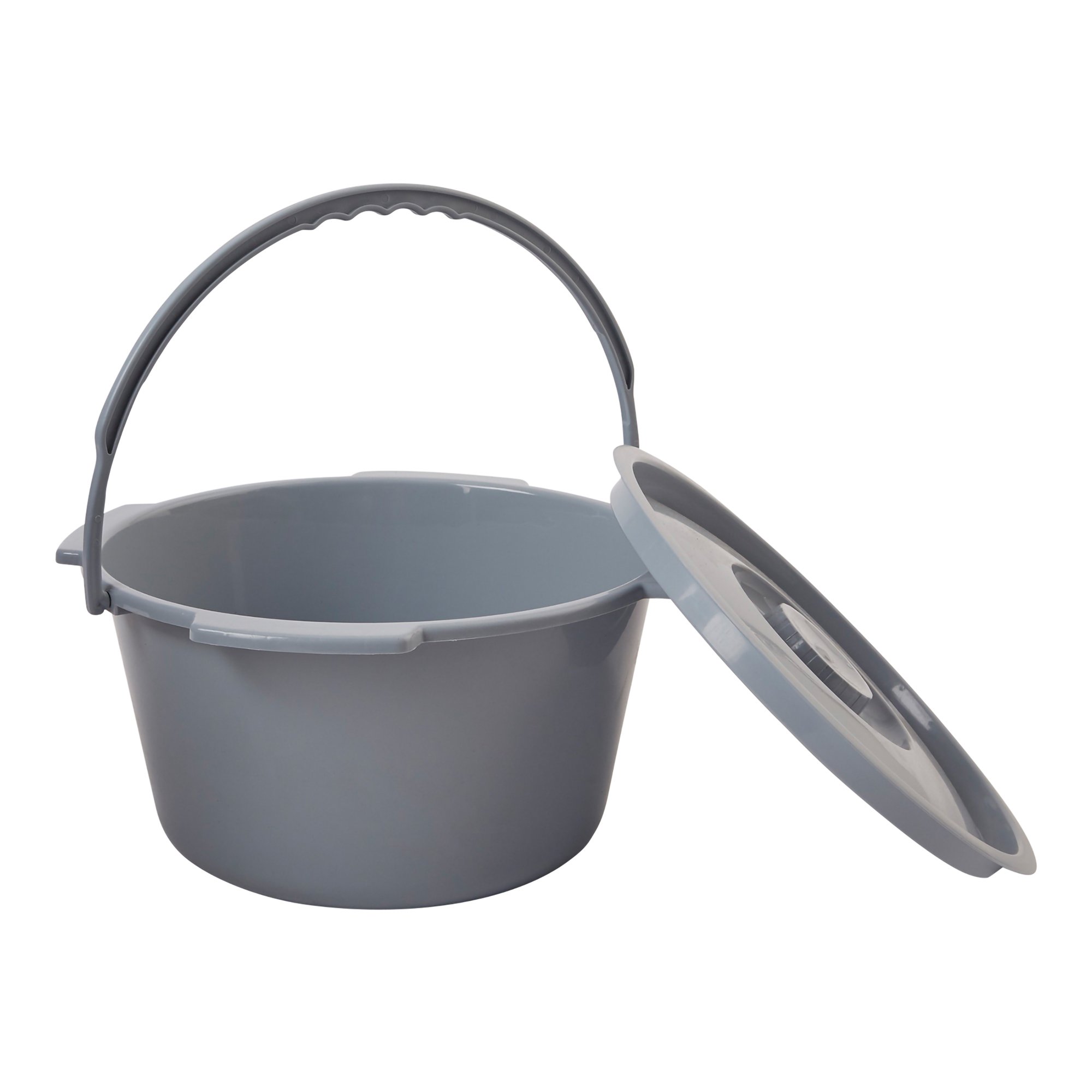 McKesson Commode Bucket With Metal Handle And Cover, 7-1/2 Quart, Gray - Image 3