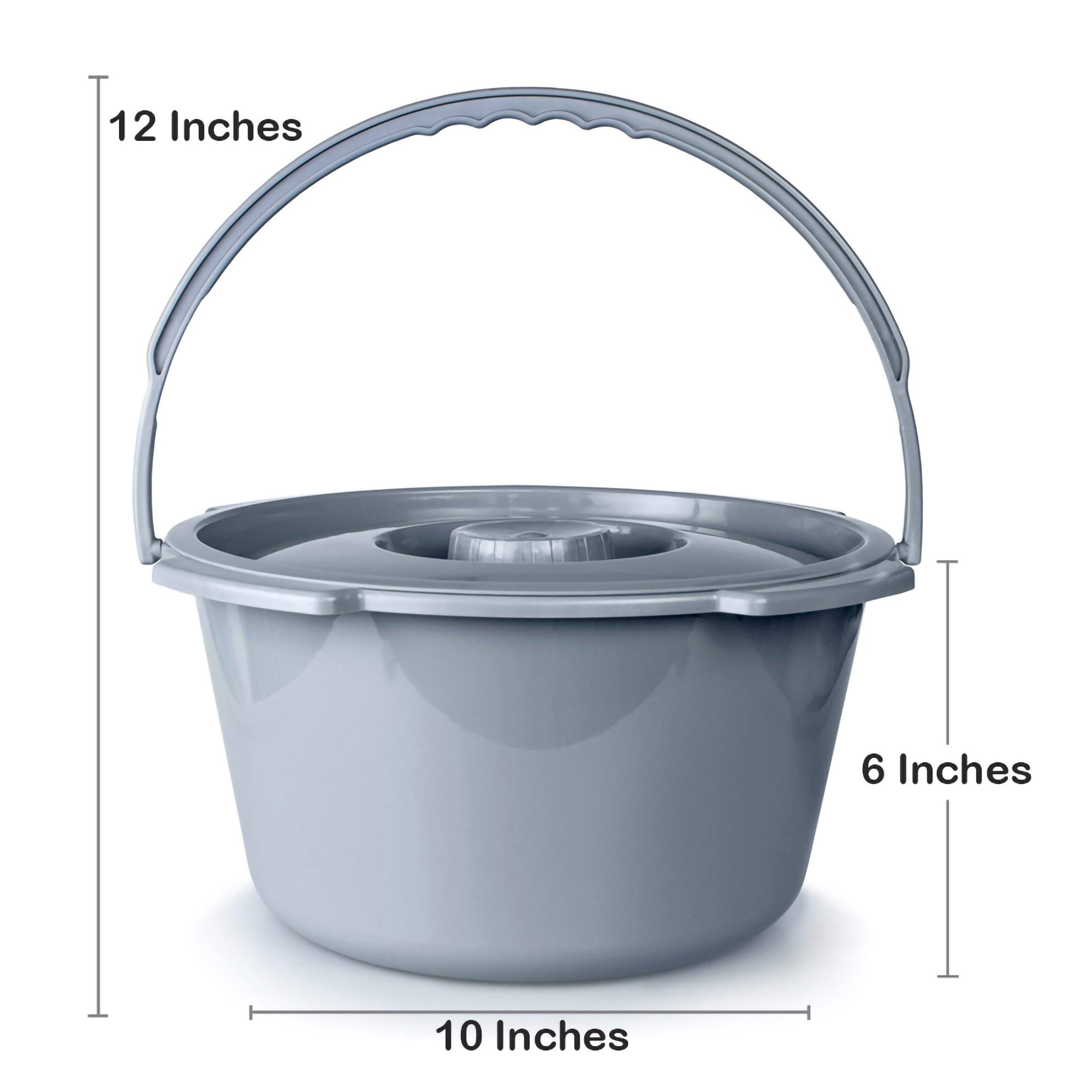 McKesson Commode Bucket With Metal Handle And Cover, 7-1/2 Quart, Gray - Image 5