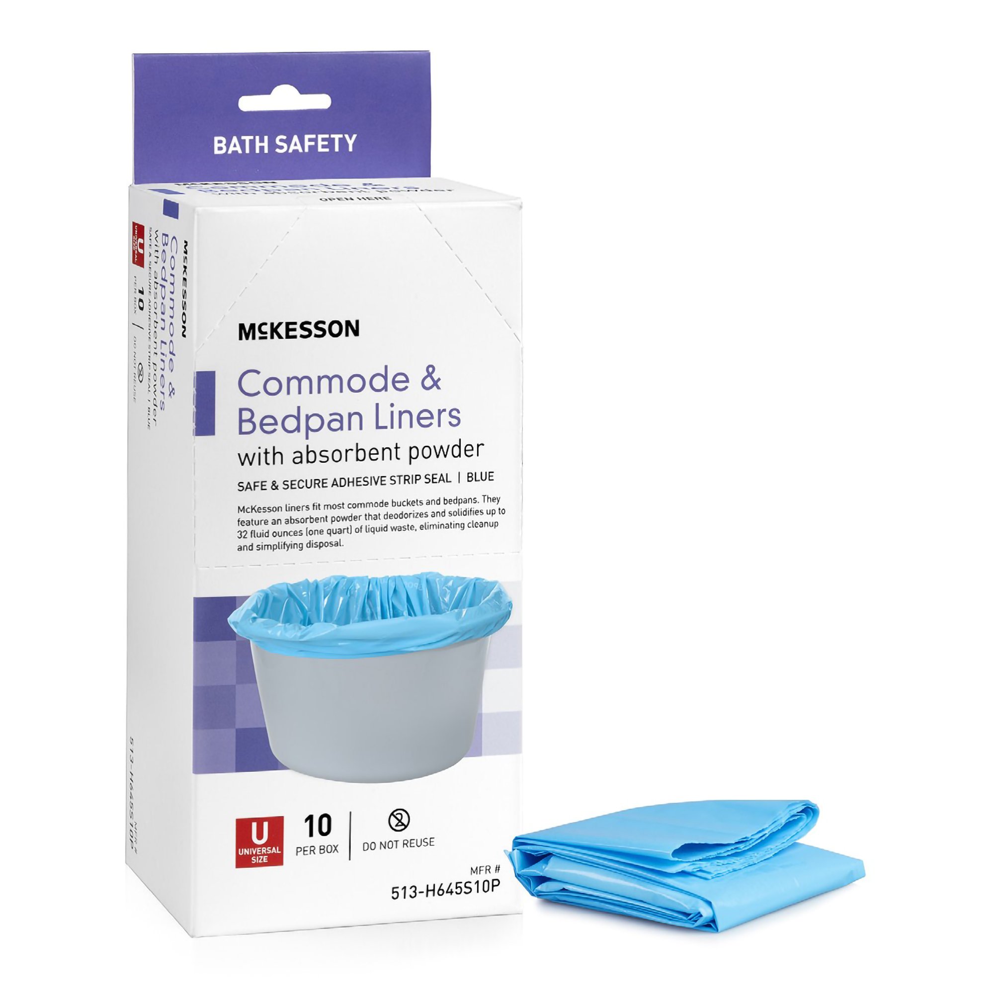 McKesson Commode and Bedpan Liner with Absorbent Powder