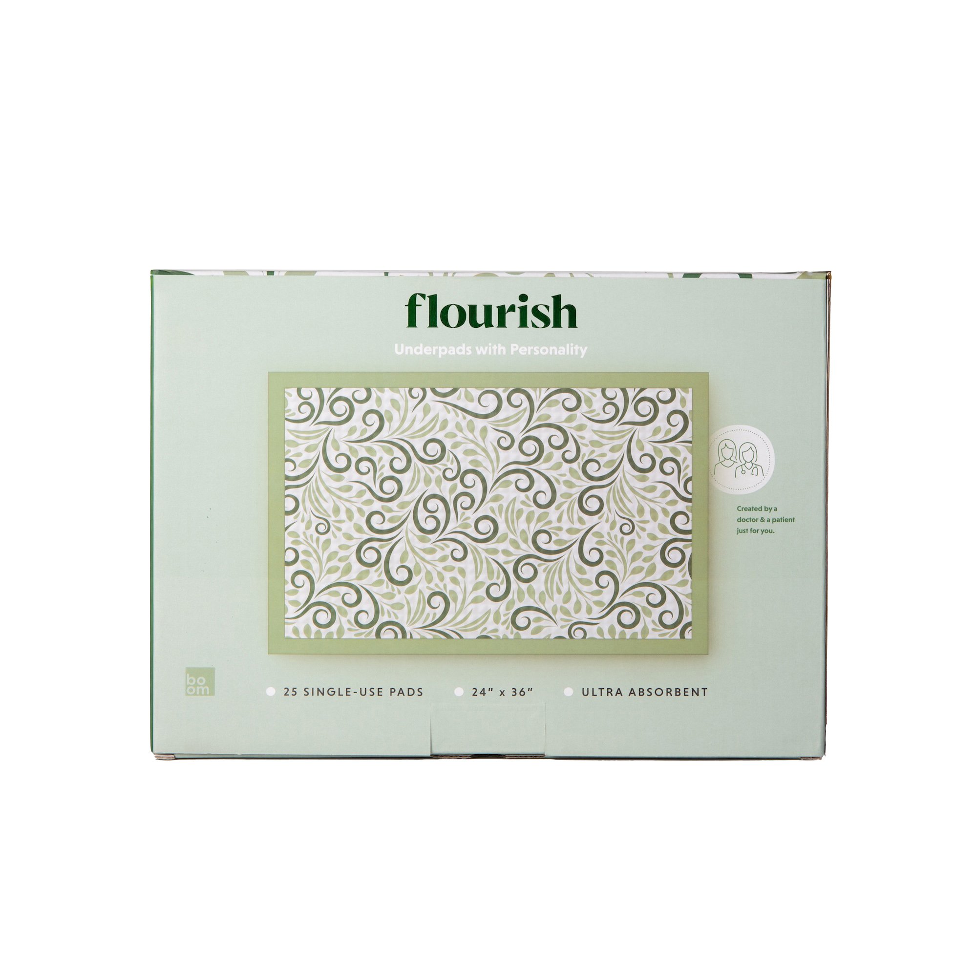Boom Home Medical Flourish Ultra Absorbent Underpads, Sage Green - Image 2