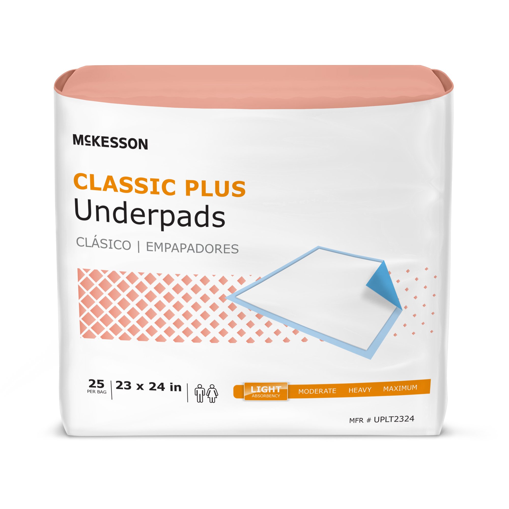 McKesson Classic Plus Light Absorbency Underpads, 23 x 24 Inch