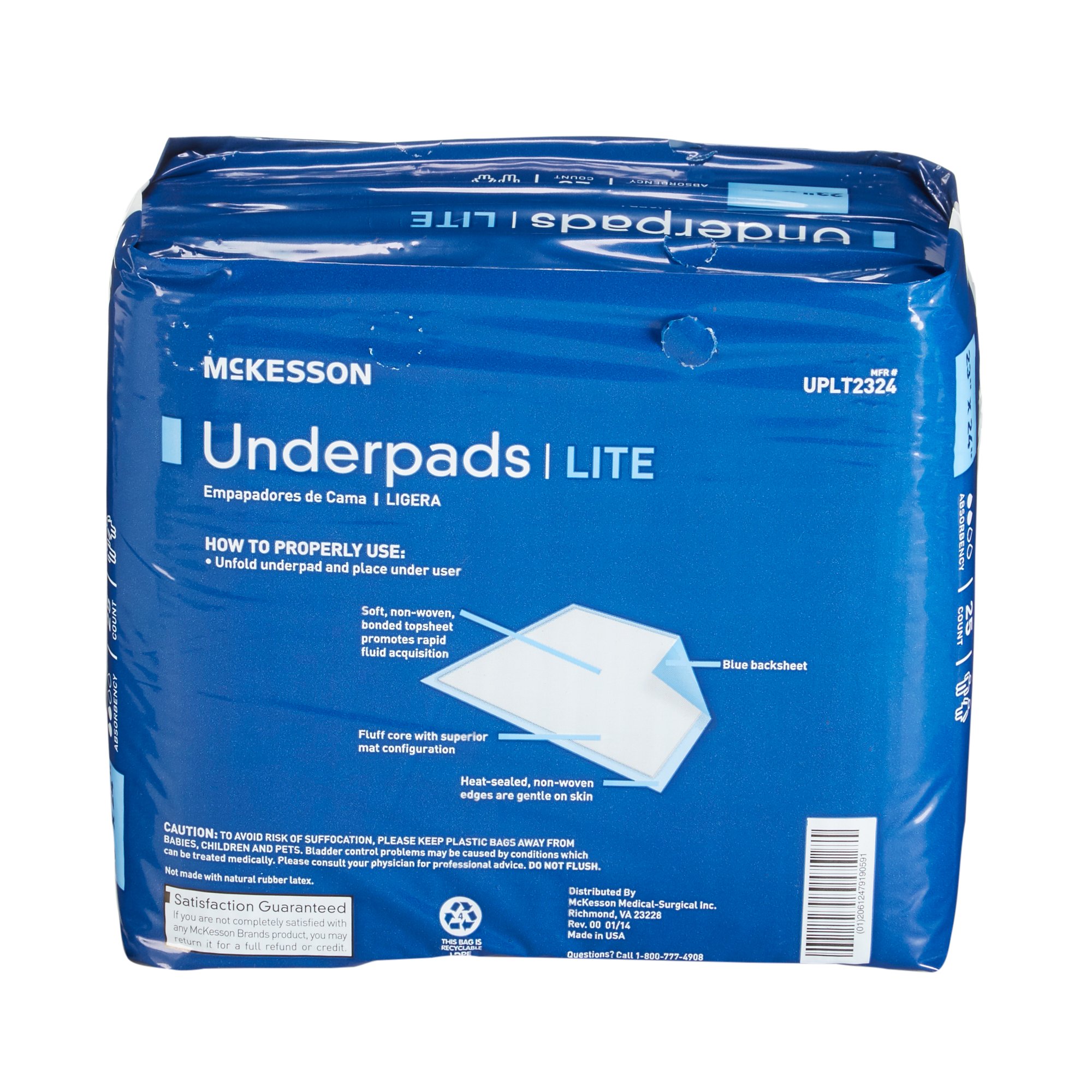 McKesson Classic Plus Light Absorbency Underpads, 23 x 24 Inch - Image 2