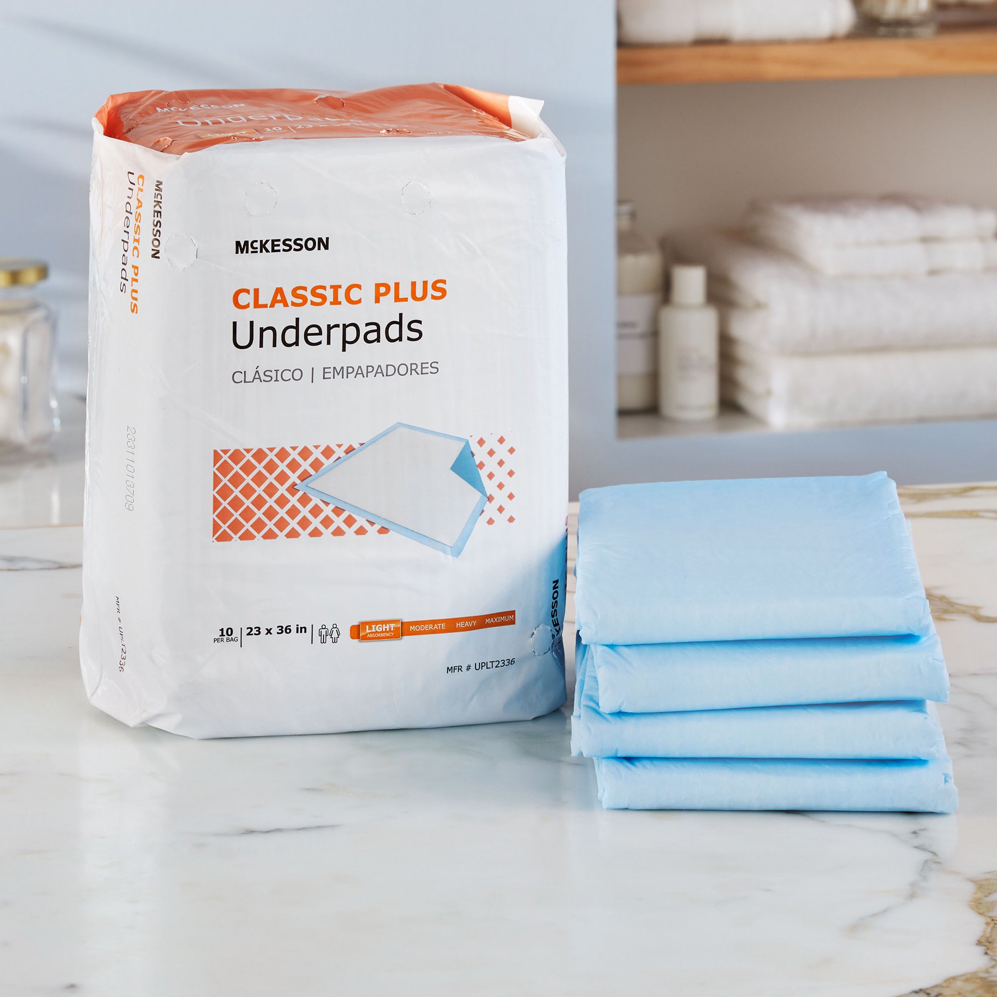 McKesson Classic Plus Light Absorbency Underpads, 23 x 36 Inch - Image 8