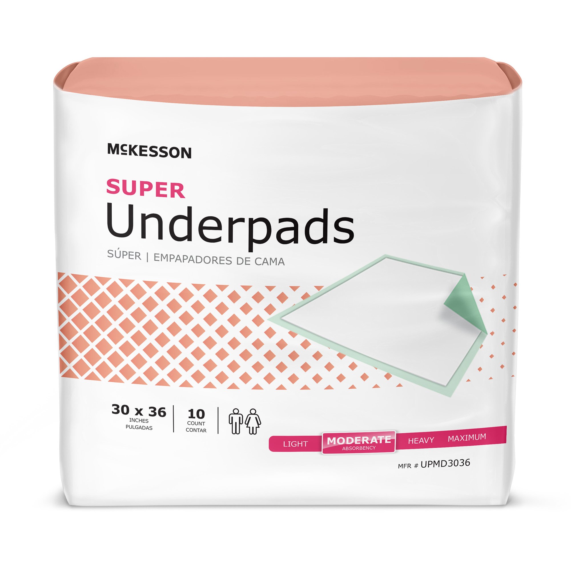 McKesson Super Moderate Absorbency Underpad, 30 x 36 Inch - 60 ct.