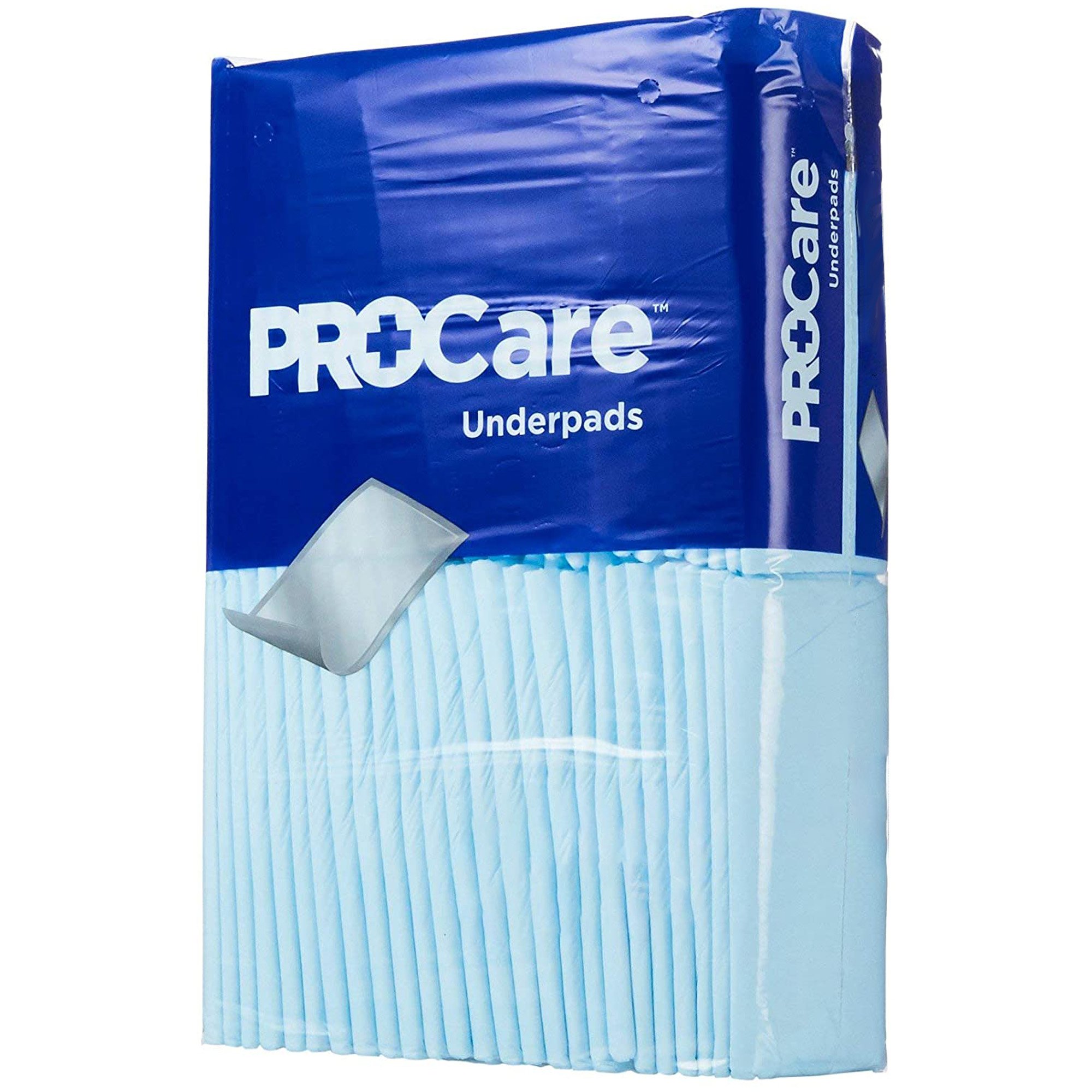 ProCare Incontinence Underpads, Moisture-Proof, Light Absorbency, Blue, 21 x 36"