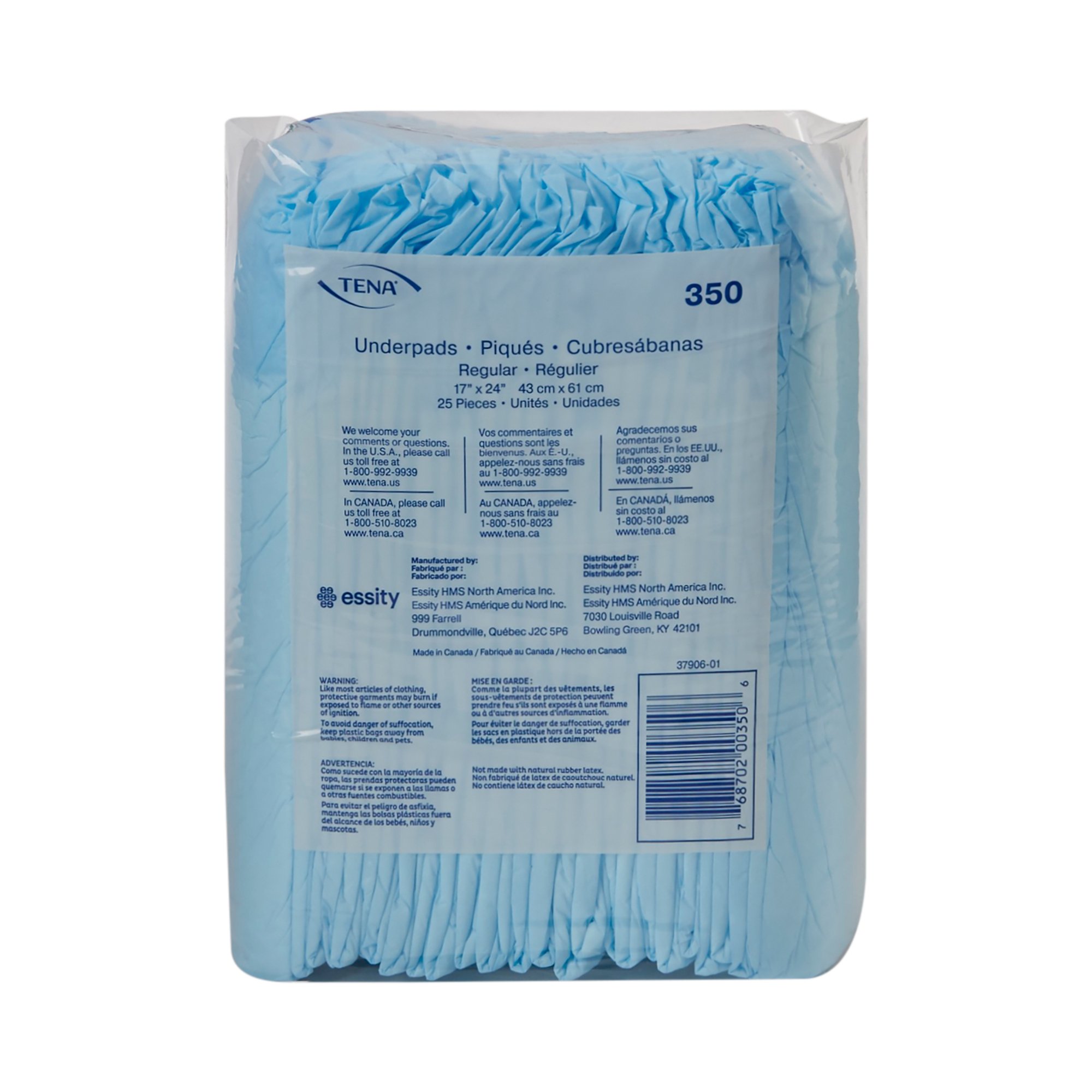 TENA Regular Underpads, Light Absorbency, Blue, Disposable, Latex-Free - Image 2