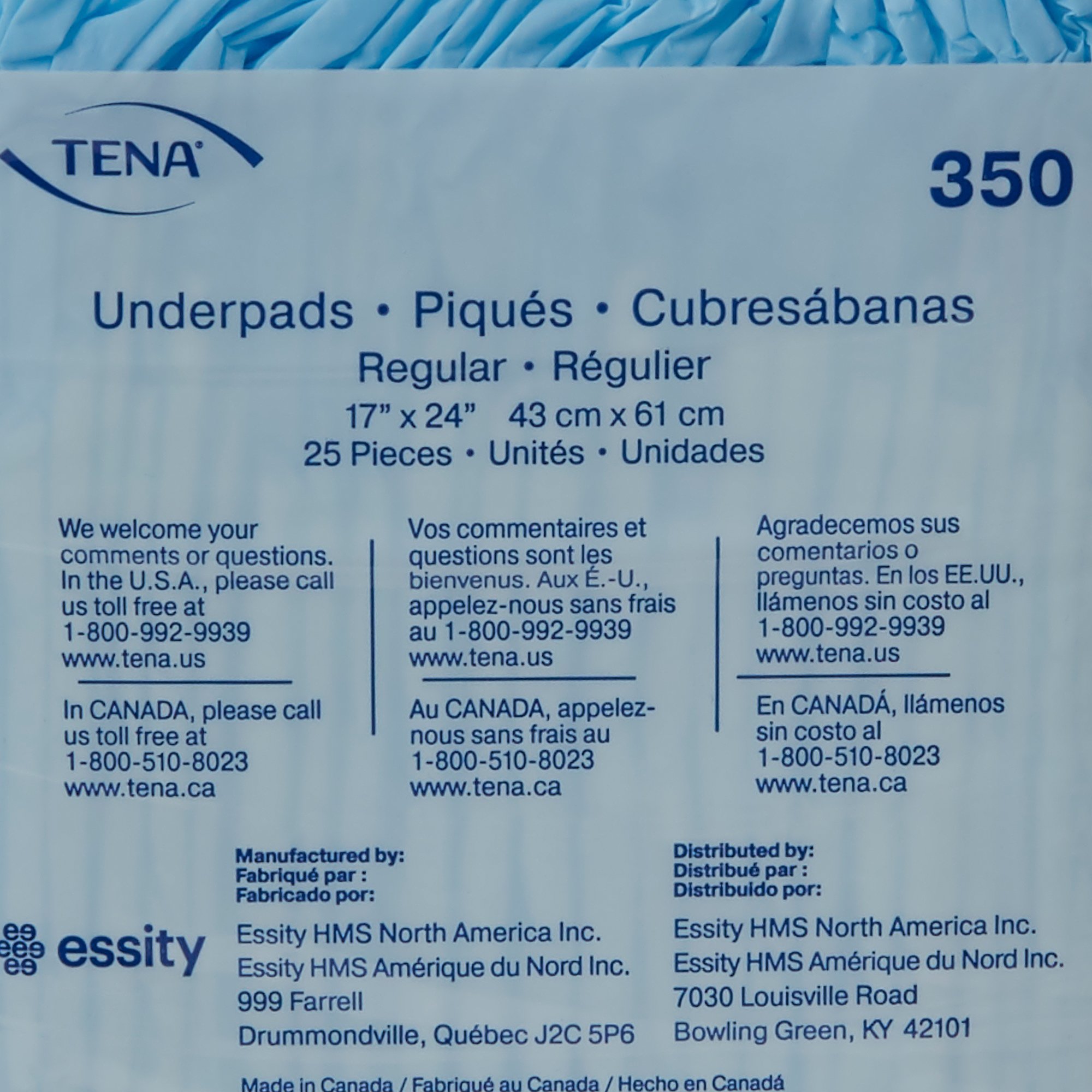 TENA Regular Underpads, Light Absorbency, Blue, Disposable, Latex-Free - Image 4