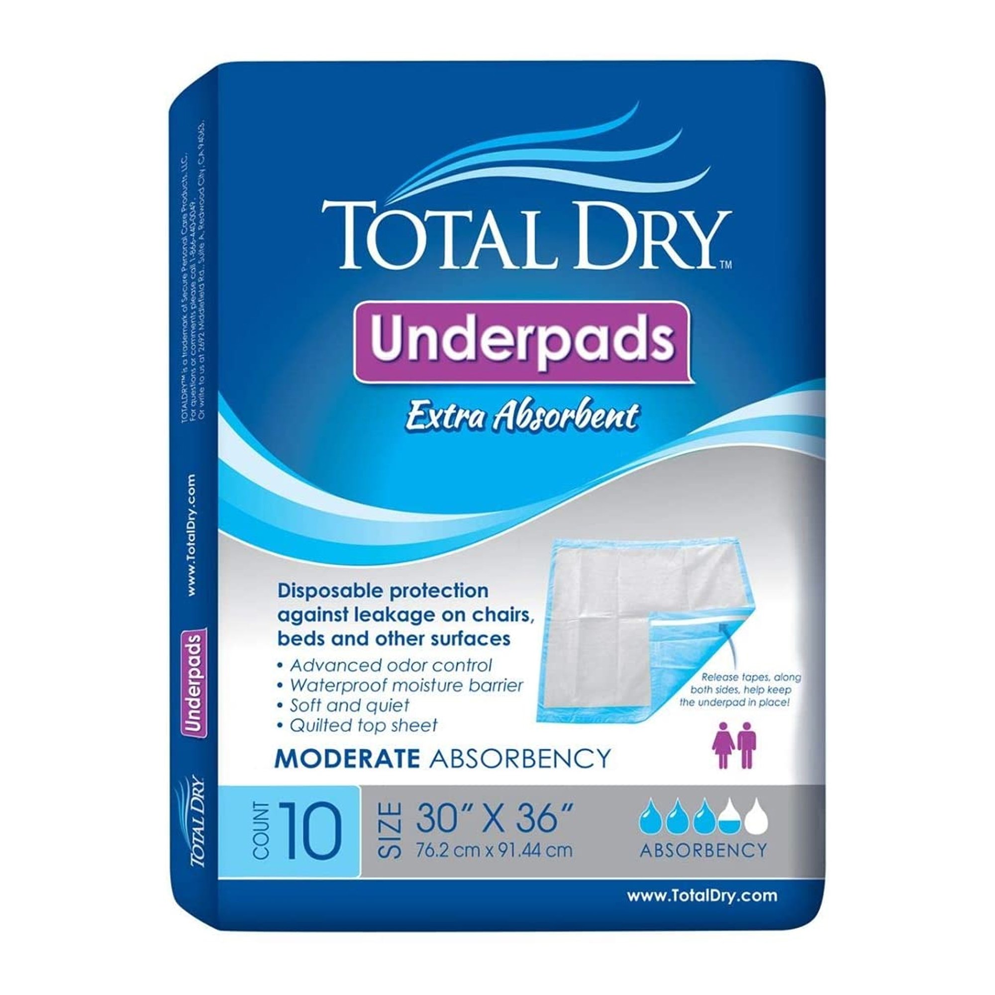 TotalDry™ Incontinence Underpads, Heavy Absorbency, Blue, 30 x 36 Inch - Image 4