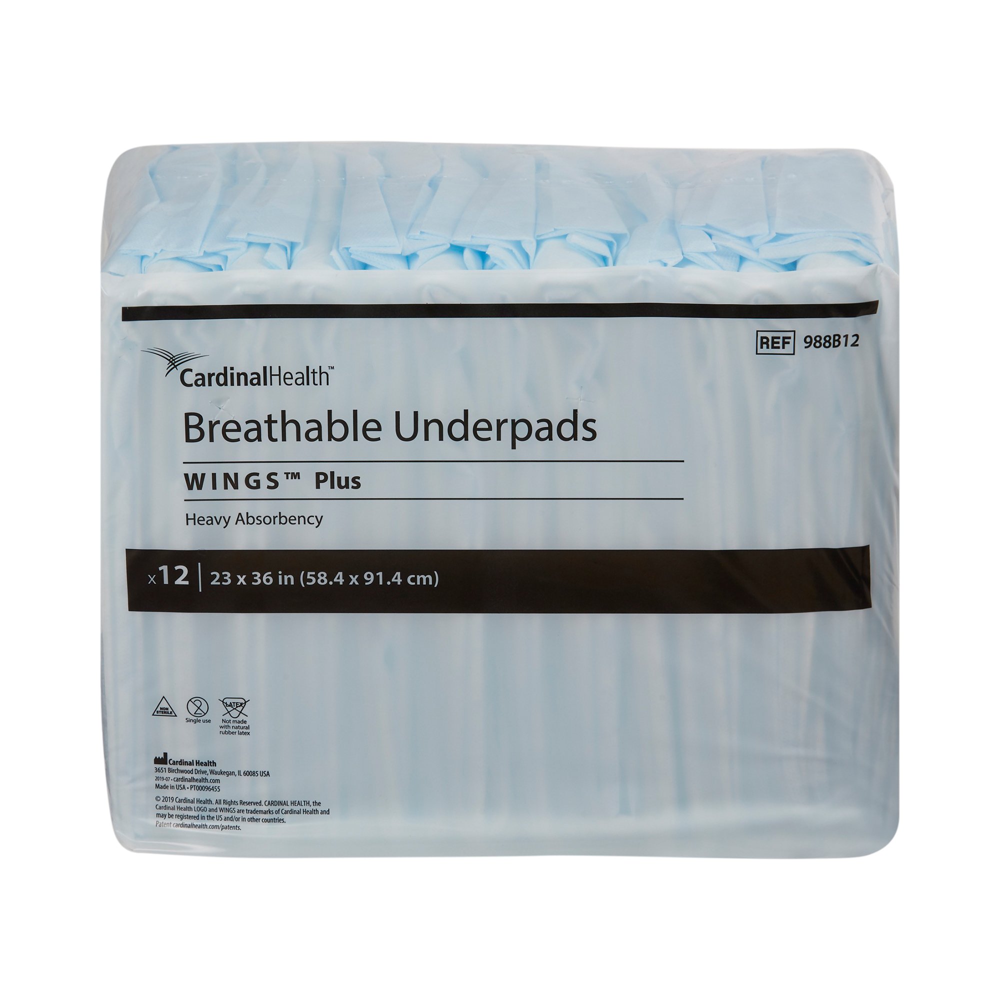 Wings™ Breathable Plus Low Air Loss Underpad, 23 x 36 Inch - Image 2