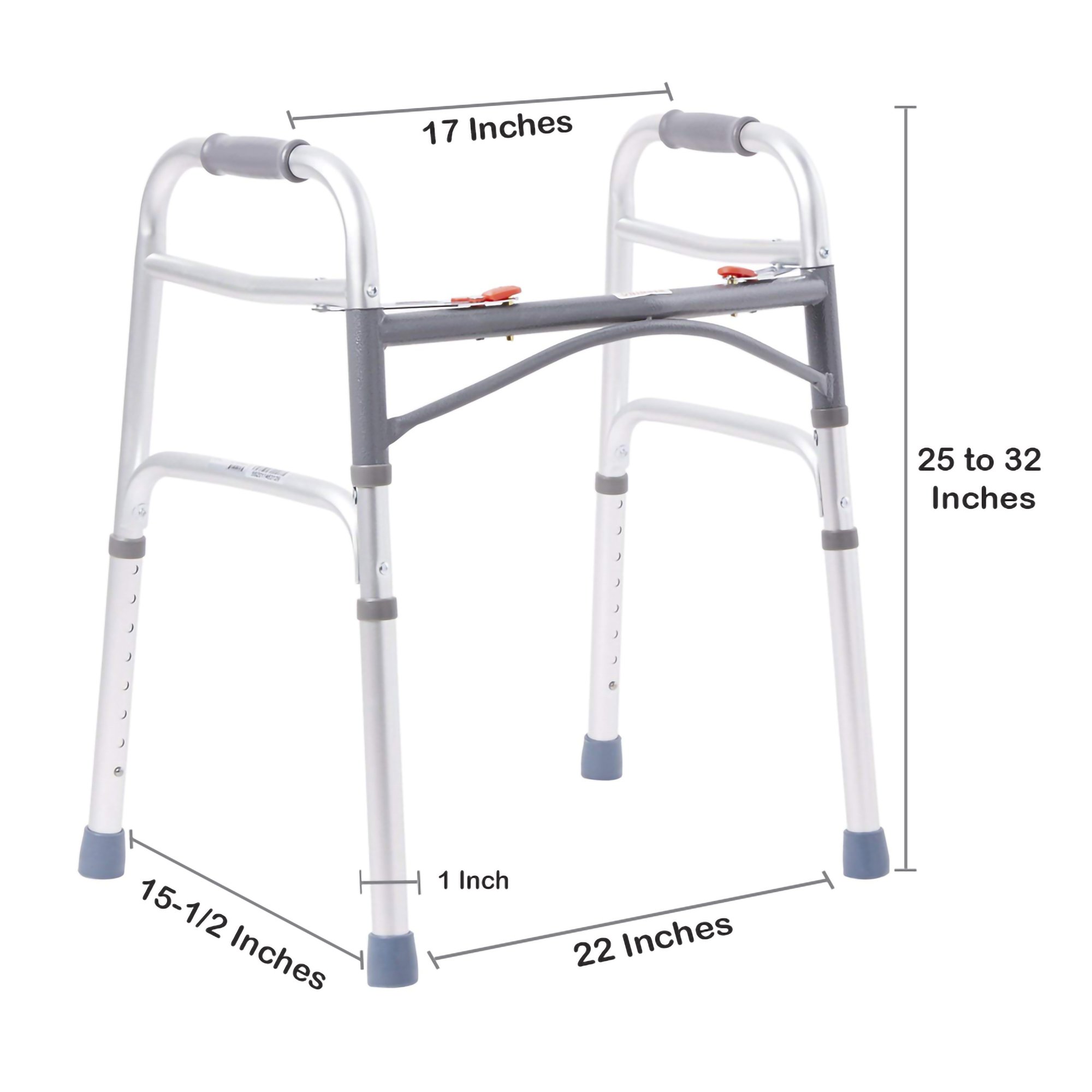 McKesson Junior Aluminum Folding Walker, 25 - 32 Inch Height - Image 3