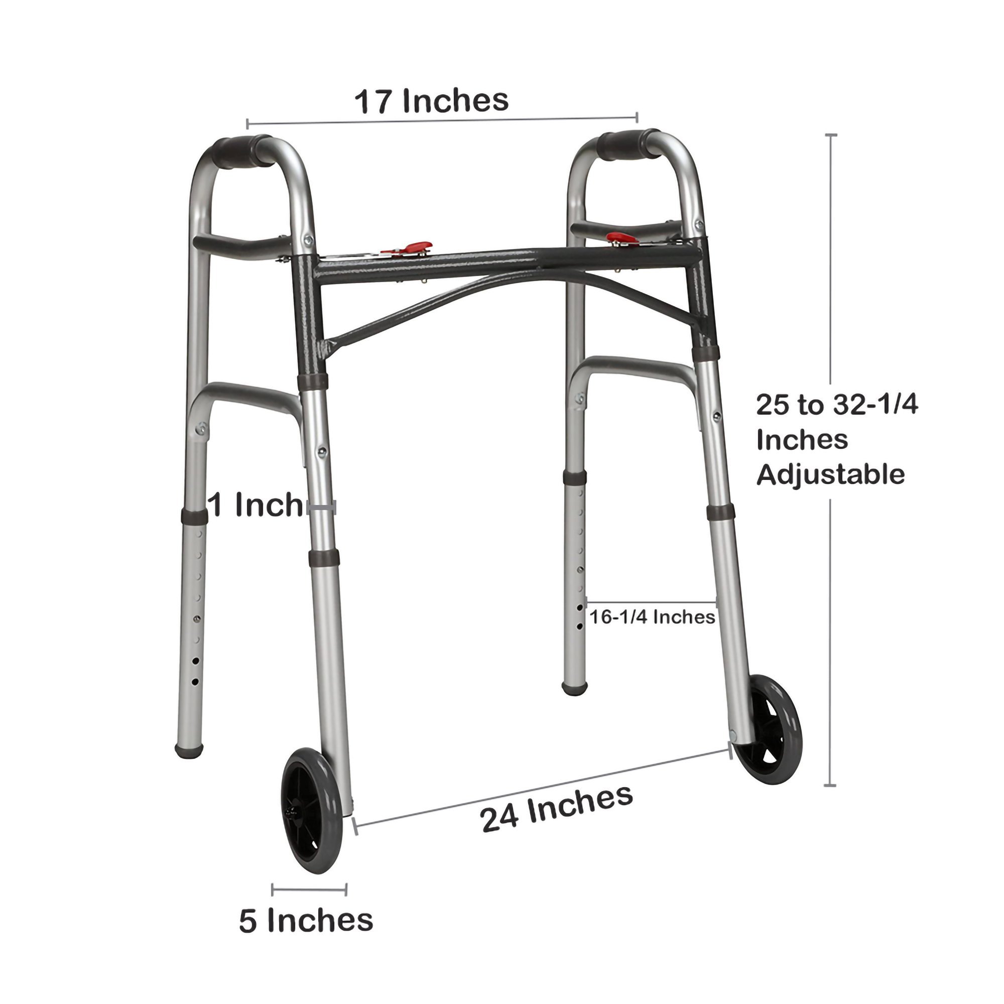 McKesson Junior Aluminum Folding Walker, 25 - 32¼ Inch Height - Image 2