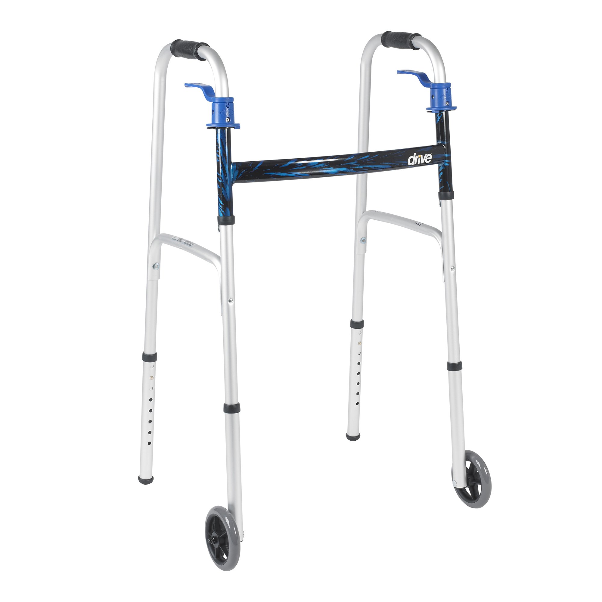 drive™ Aluminum Dual Release Folding Walker, 32 - 39 Inch Height