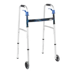 drive™ Aluminum Dual Release Folding Walker, 32 - 39 Inch Height