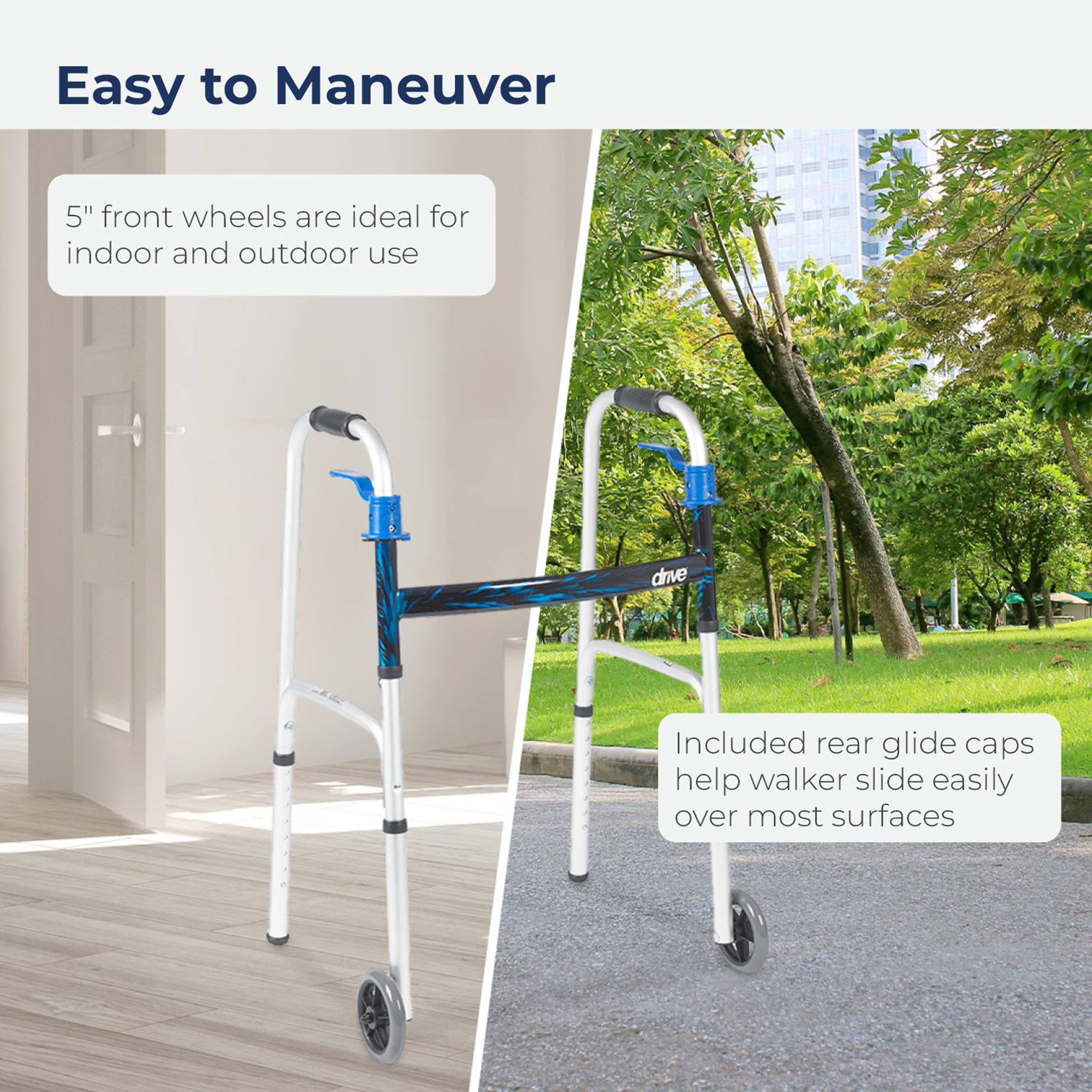 drive™ Aluminum Dual Release Folding Walker, 32 - 39 Inch Height - Image 8