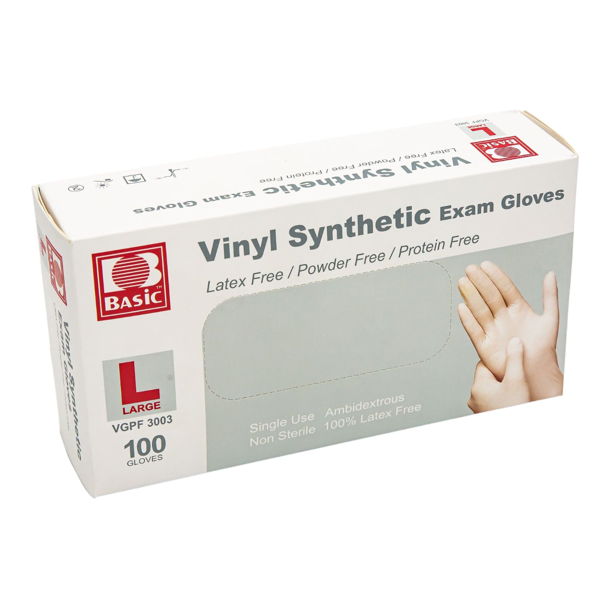 Basic® Vinyl Exam Glove, Large, White