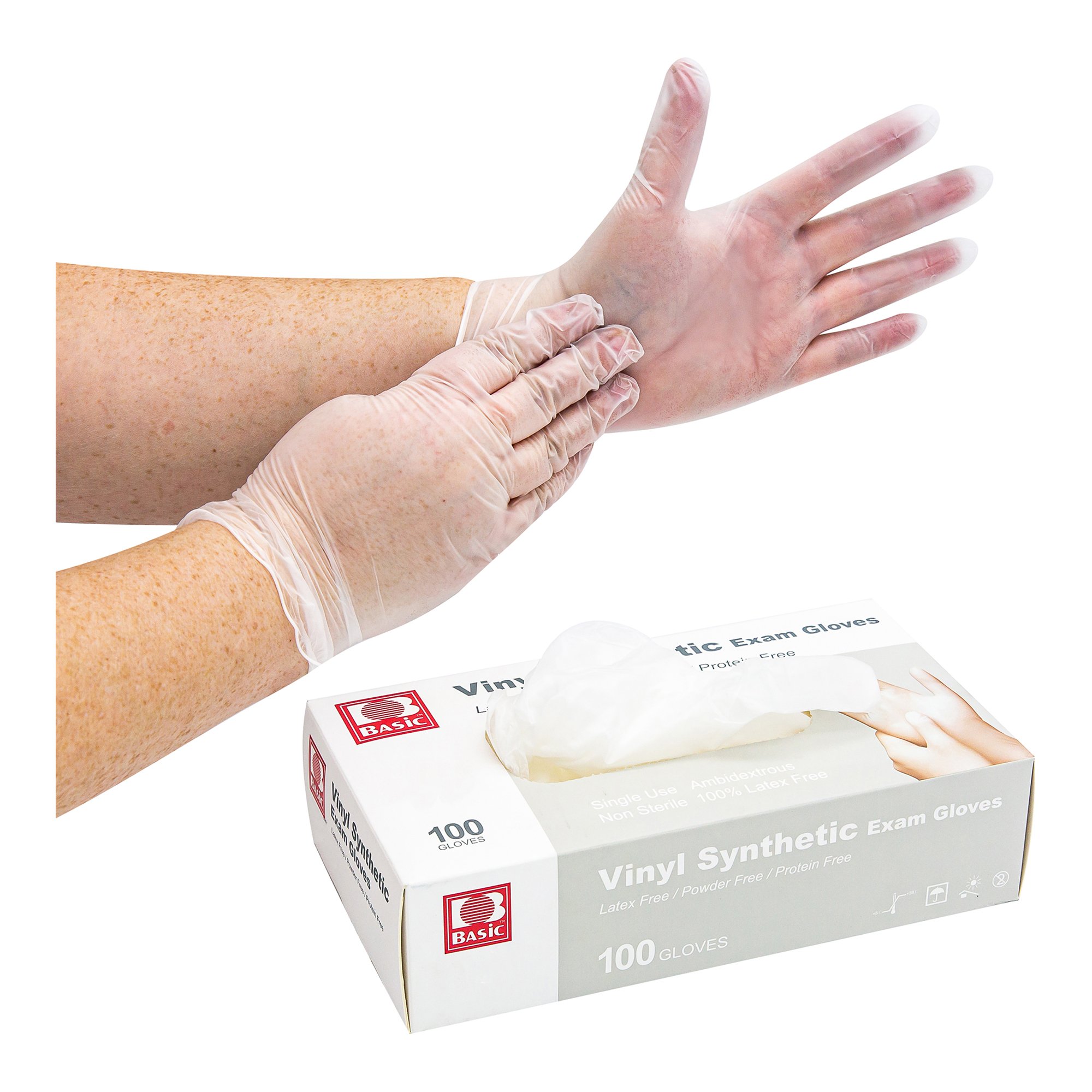 Basic® Vinyl Exam Glove, Medium, White - Image 4