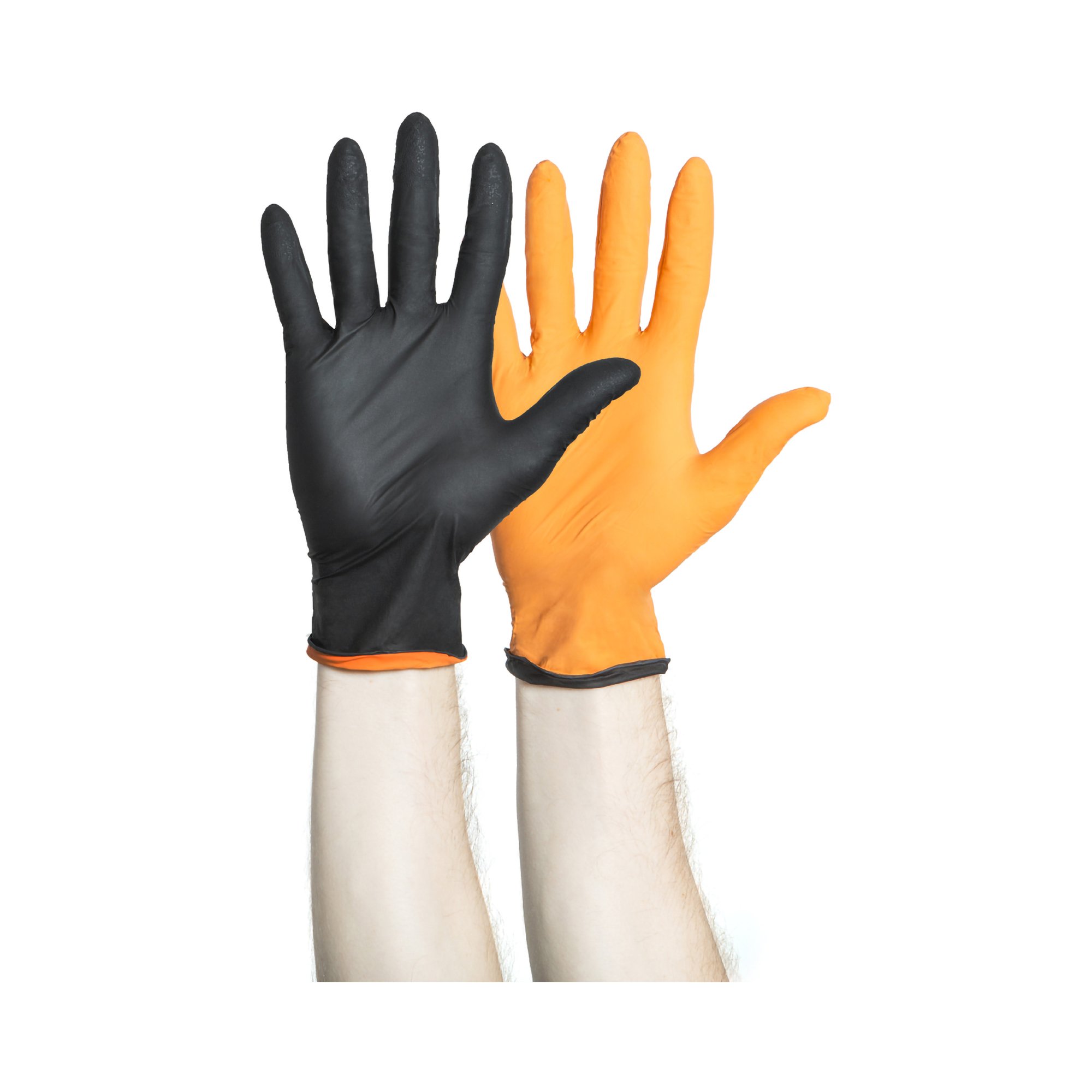 Black-Fire* Nitrile Reversible Exam Glove, Medium, Black / Orange