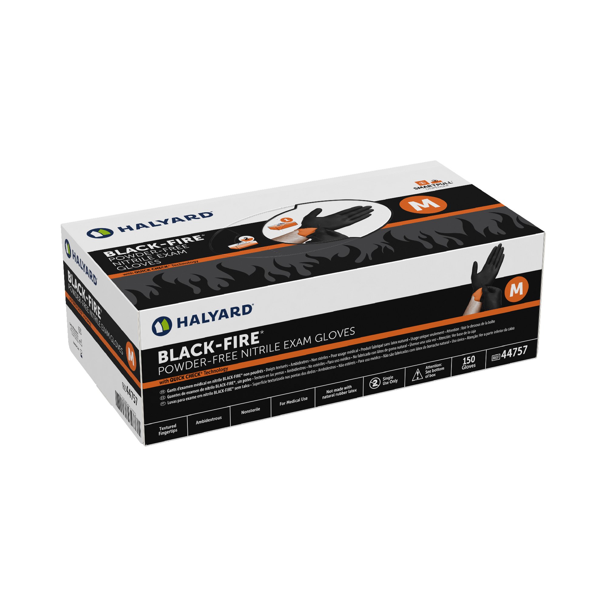 Black-Fire* Nitrile Reversible Exam Glove, Medium, Black / Orange - Image 4