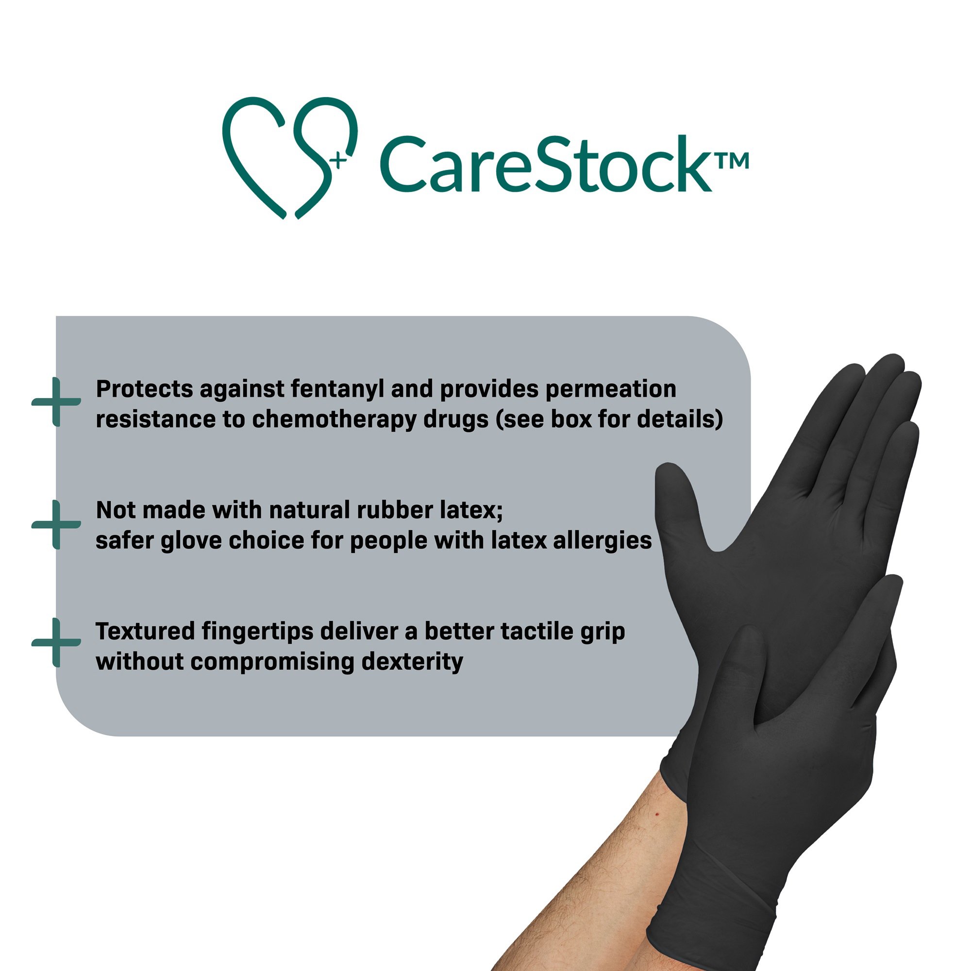 CareStock™ Nitrile Exam Glove, Extra Large, Black - Image 3