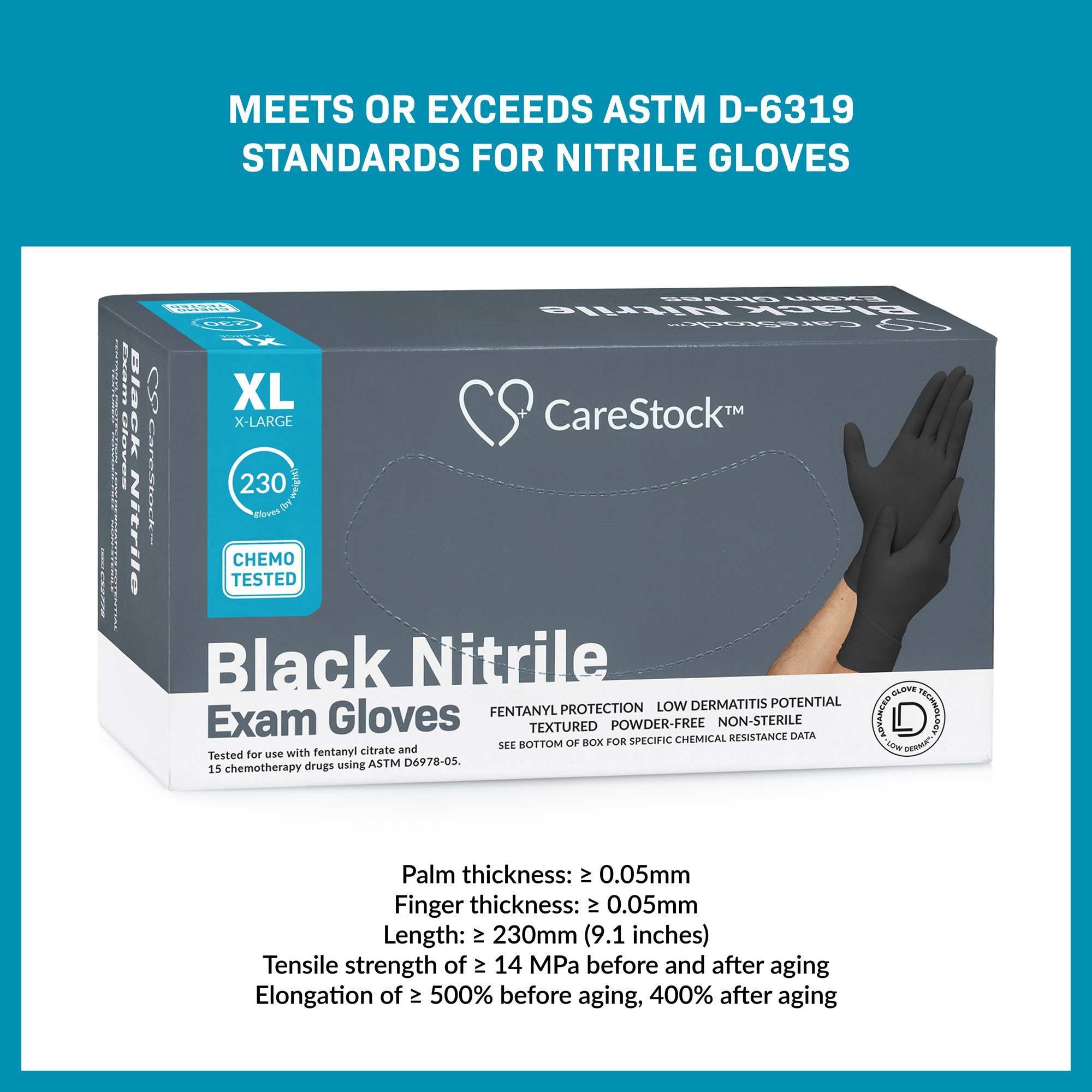 CareStock™ Nitrile Exam Glove, Extra Large, Black - Image 4