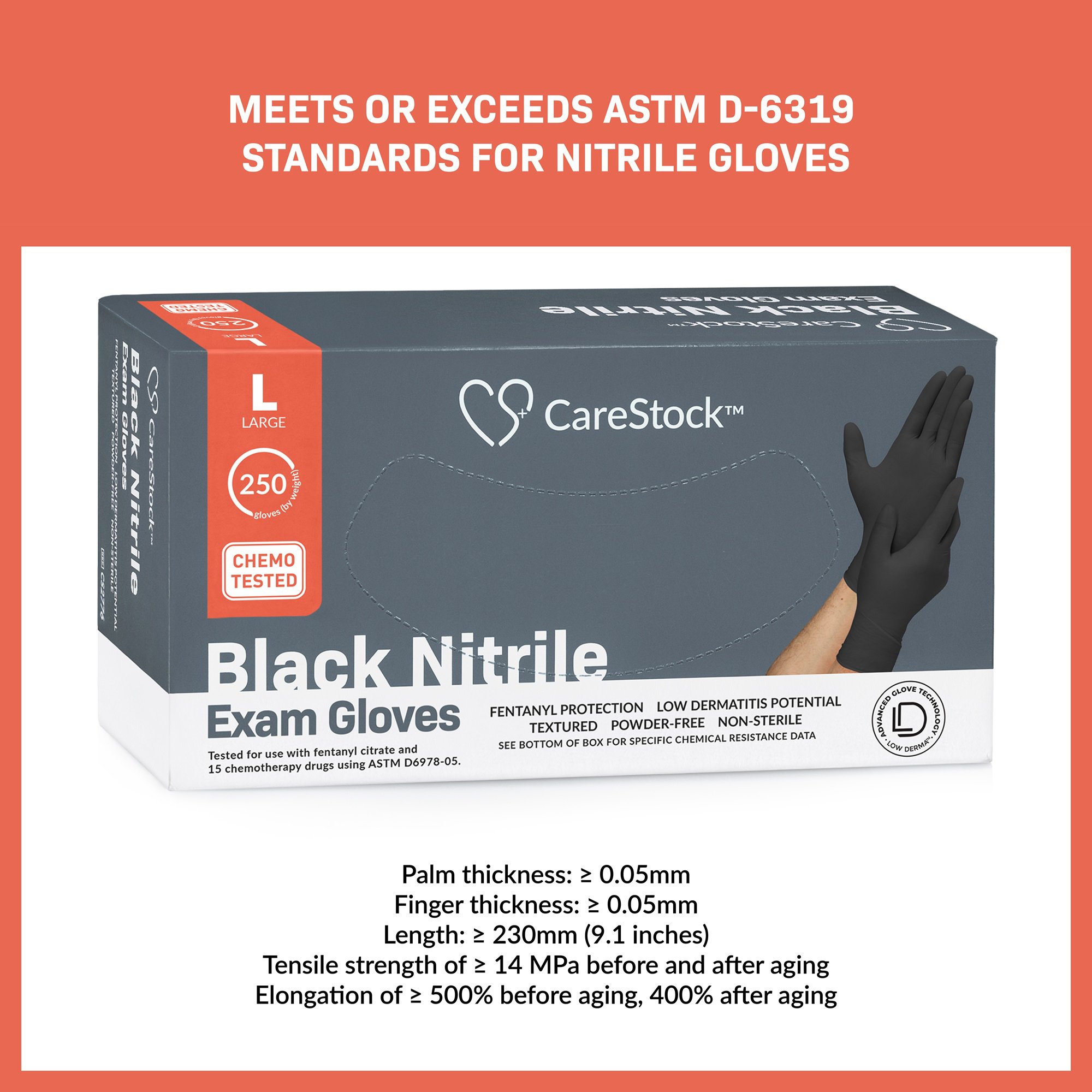 CareStock™ Nitrile Exam Glove, Large, Black - Image 4