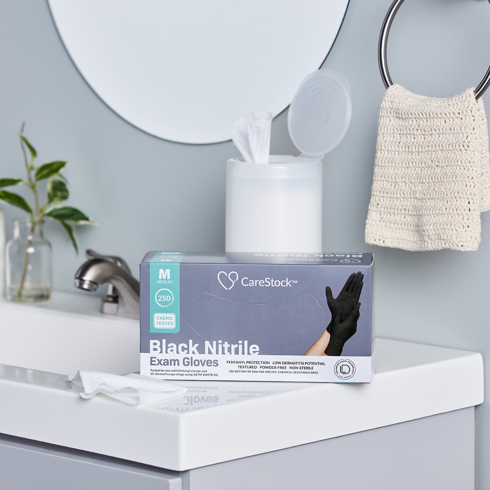 CareStock™ Nitrile Exam Glove, Medium, Black - Image 6