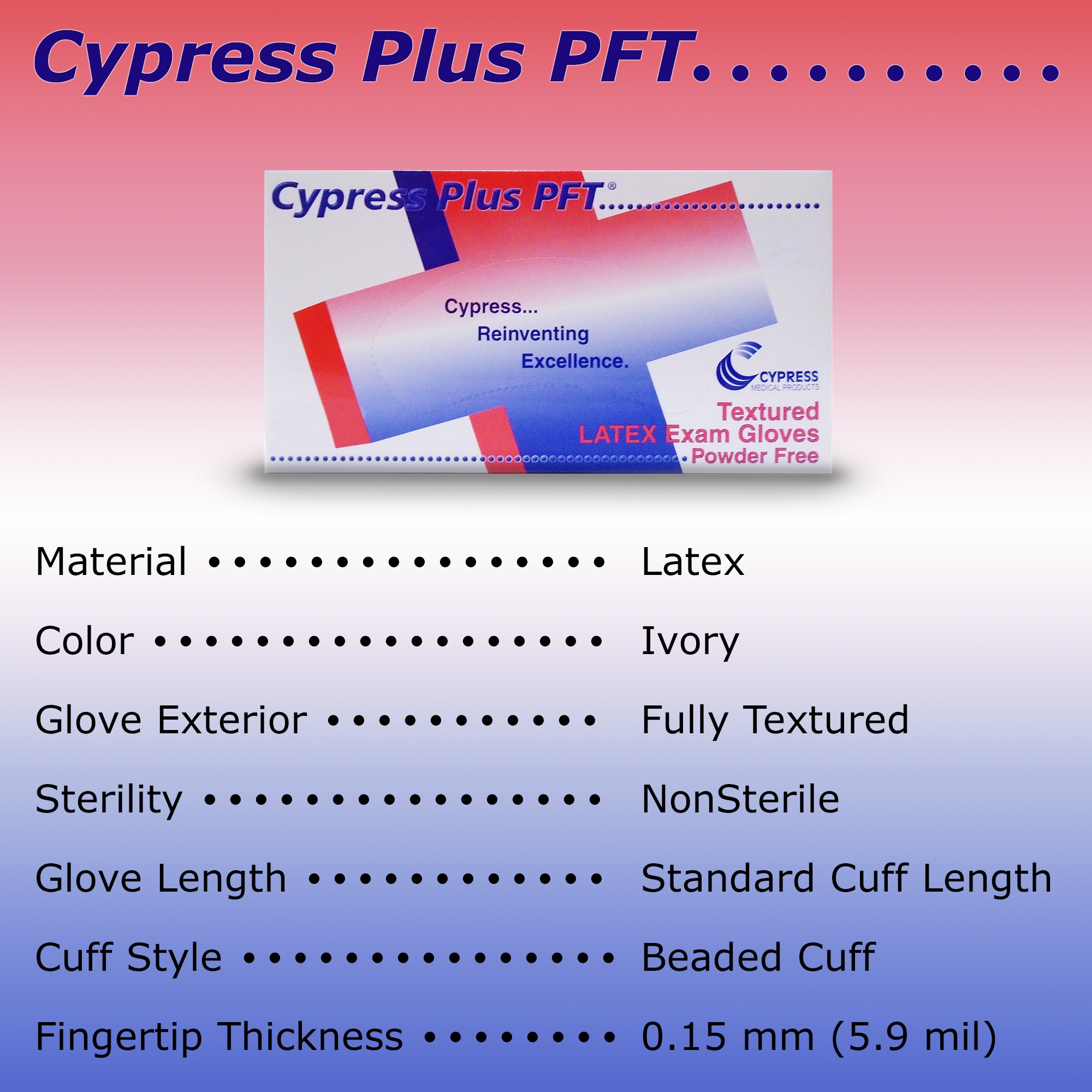 Cypress Plus® PFT Latex Exam Glove, Medium, Ivory - Image 2