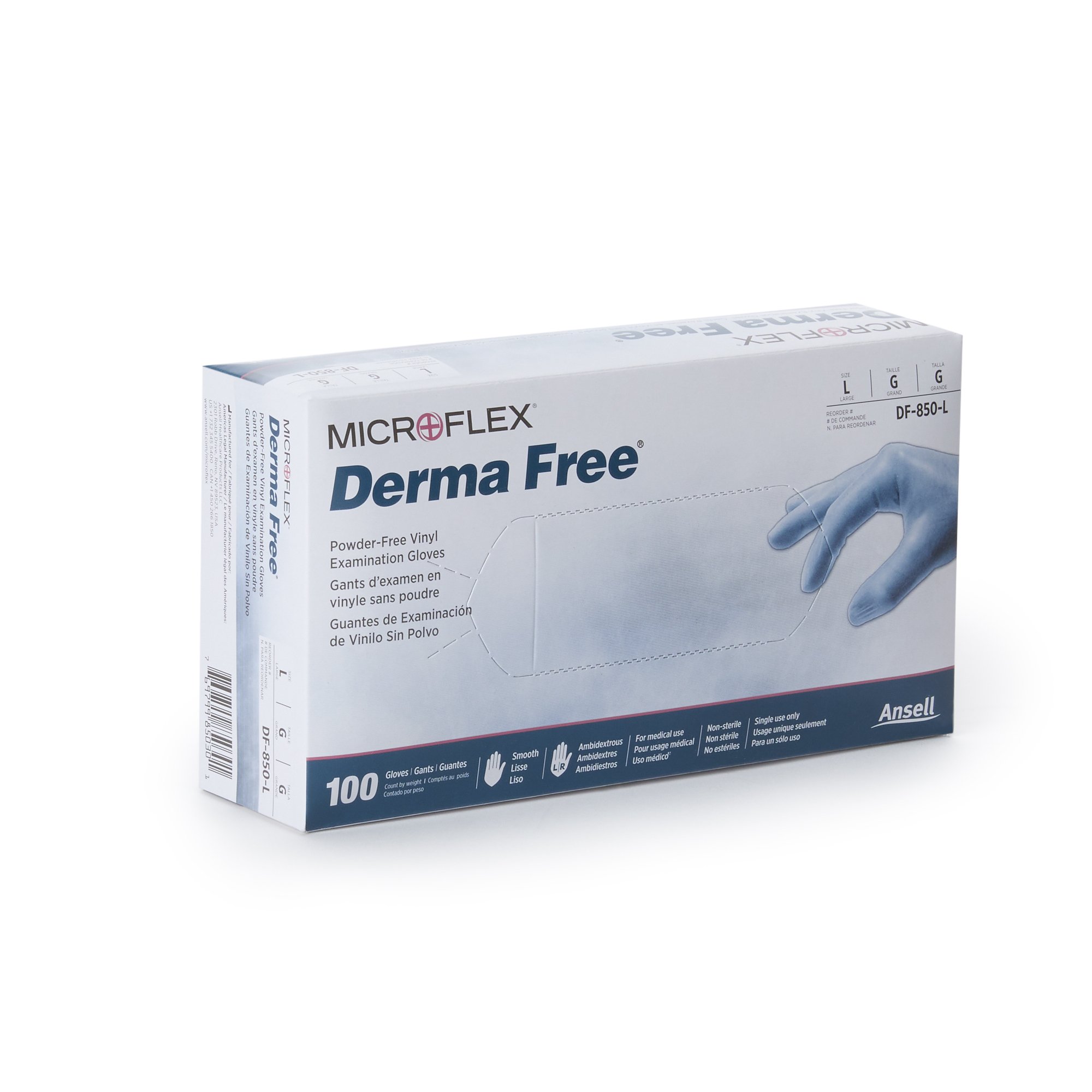 Derma Free™ Vinyl Exam Glove, Large, Clear - Image 3