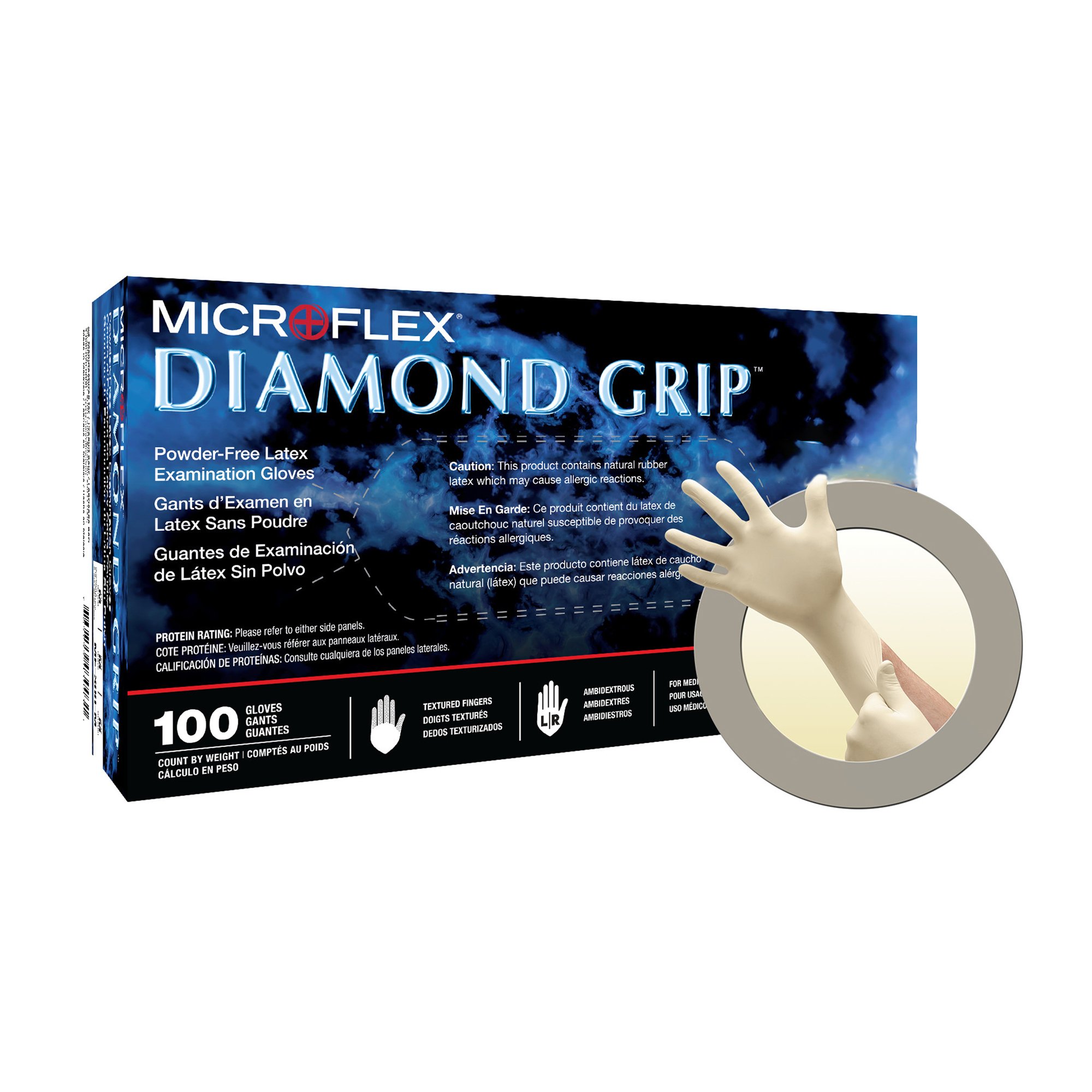 Diamond Grip™ Latex Exam Glove, Extra Large, White - Image 2