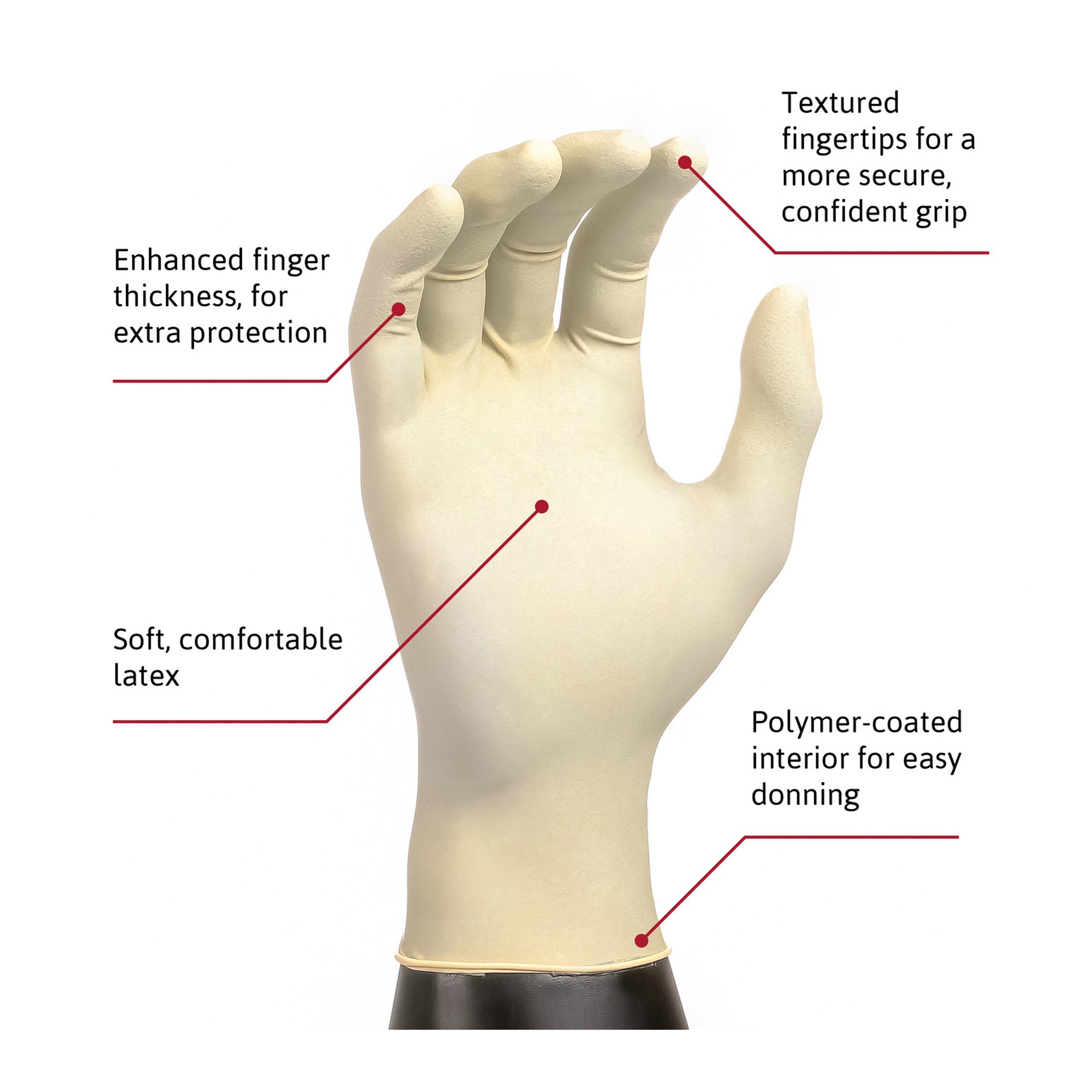 Diamond Grip™ Latex Exam Glove, Extra Large, White - Image 3