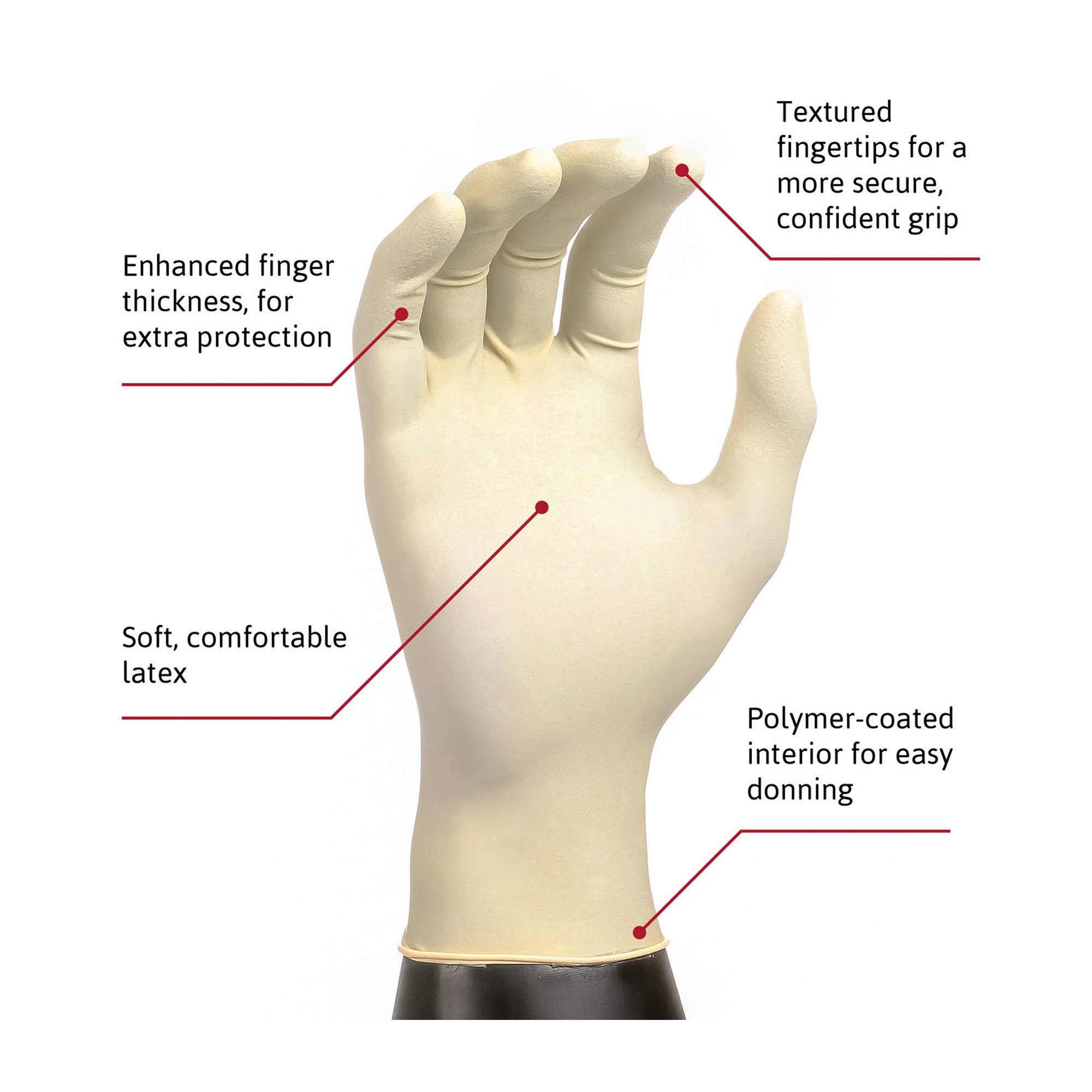Diamond Grip™ Latex Exam Glove, Medium, White - Image 3