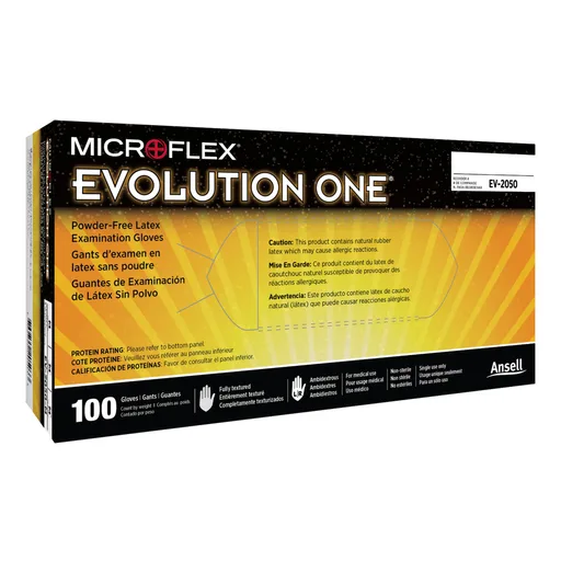 Evolution One® Latex Exam Glove, Small, White