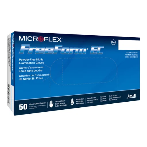 FreeForm® EC Nitrile Extended Cuff Length Exam Glove, Medium, Blue