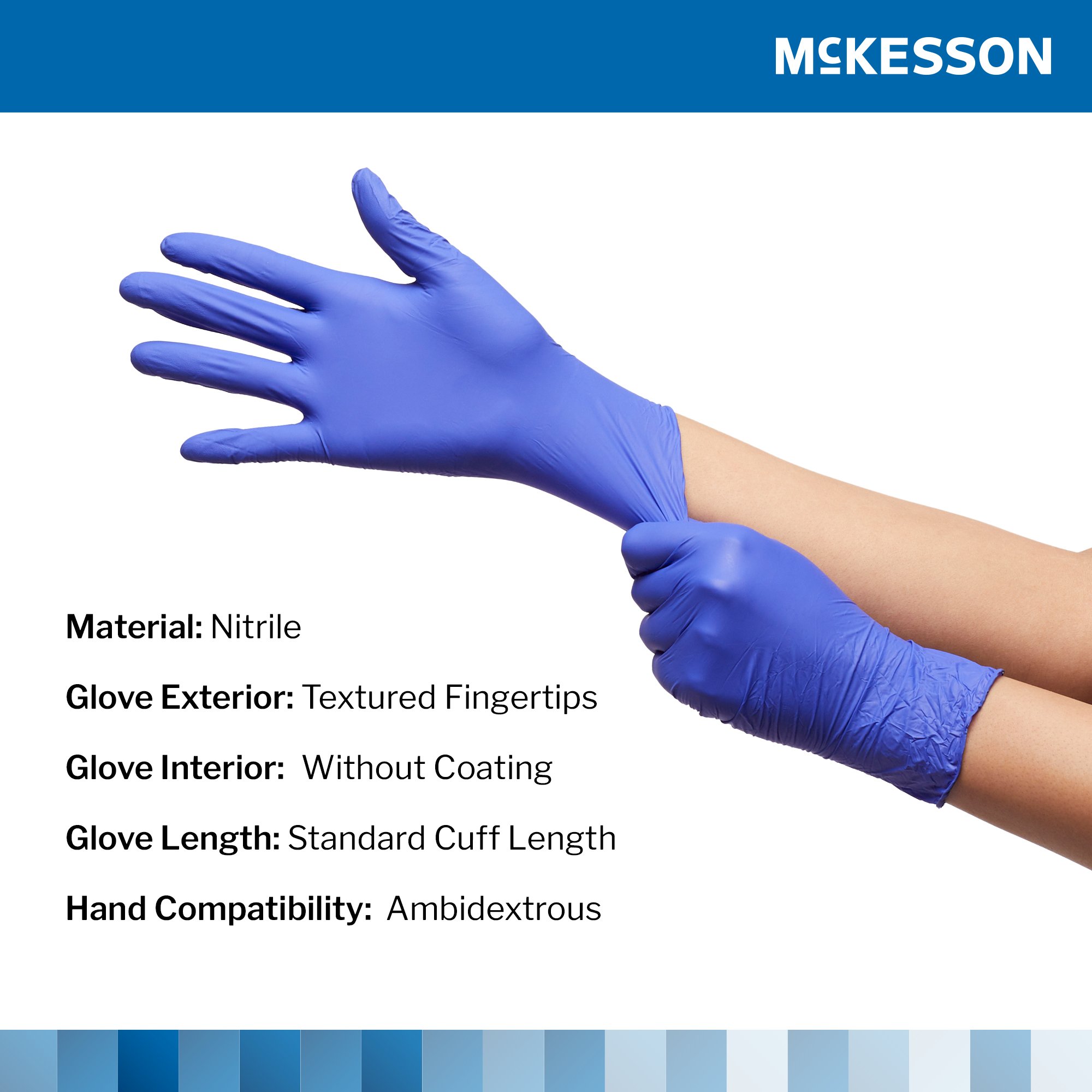 McKesson Confiderm® 3.0 Nitrile Exam Glove, Medium, Blue - Image 3
