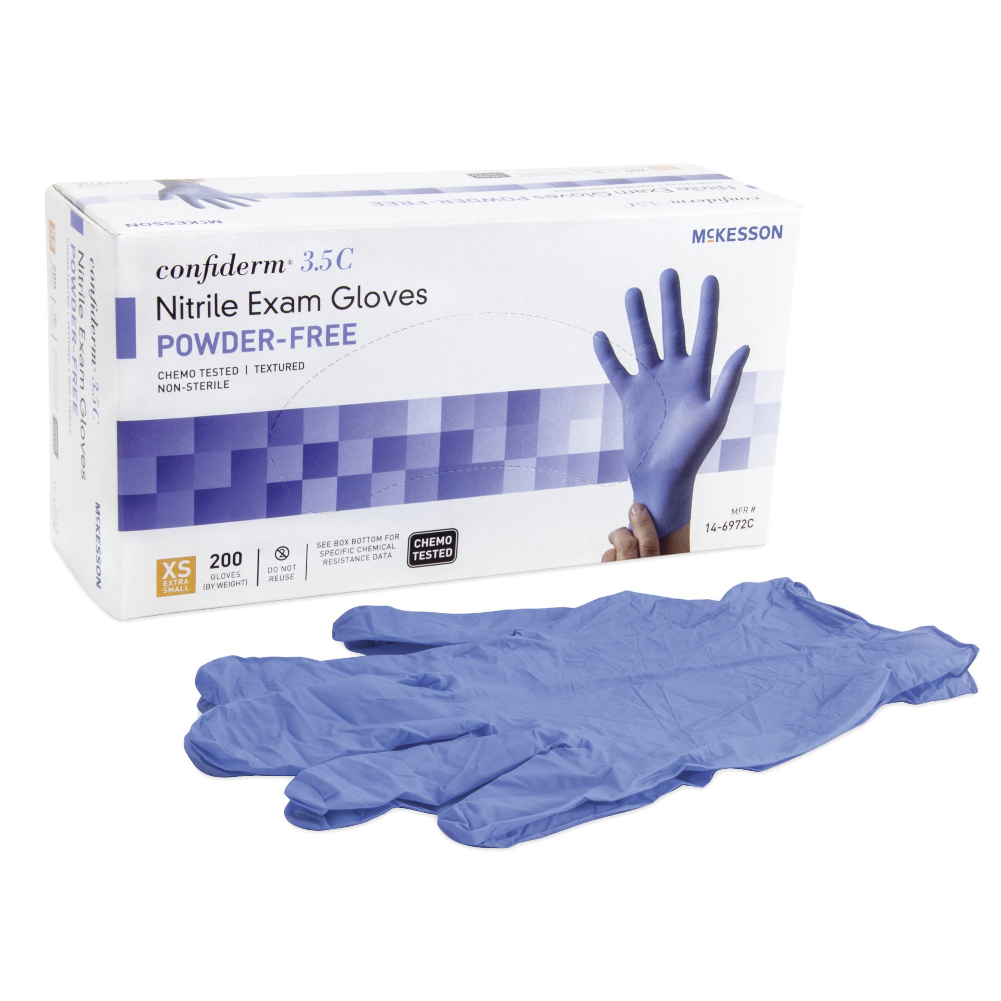 McKesson Confiderm® 3.5C Nitrile Exam Glove, Extra Small, Blue