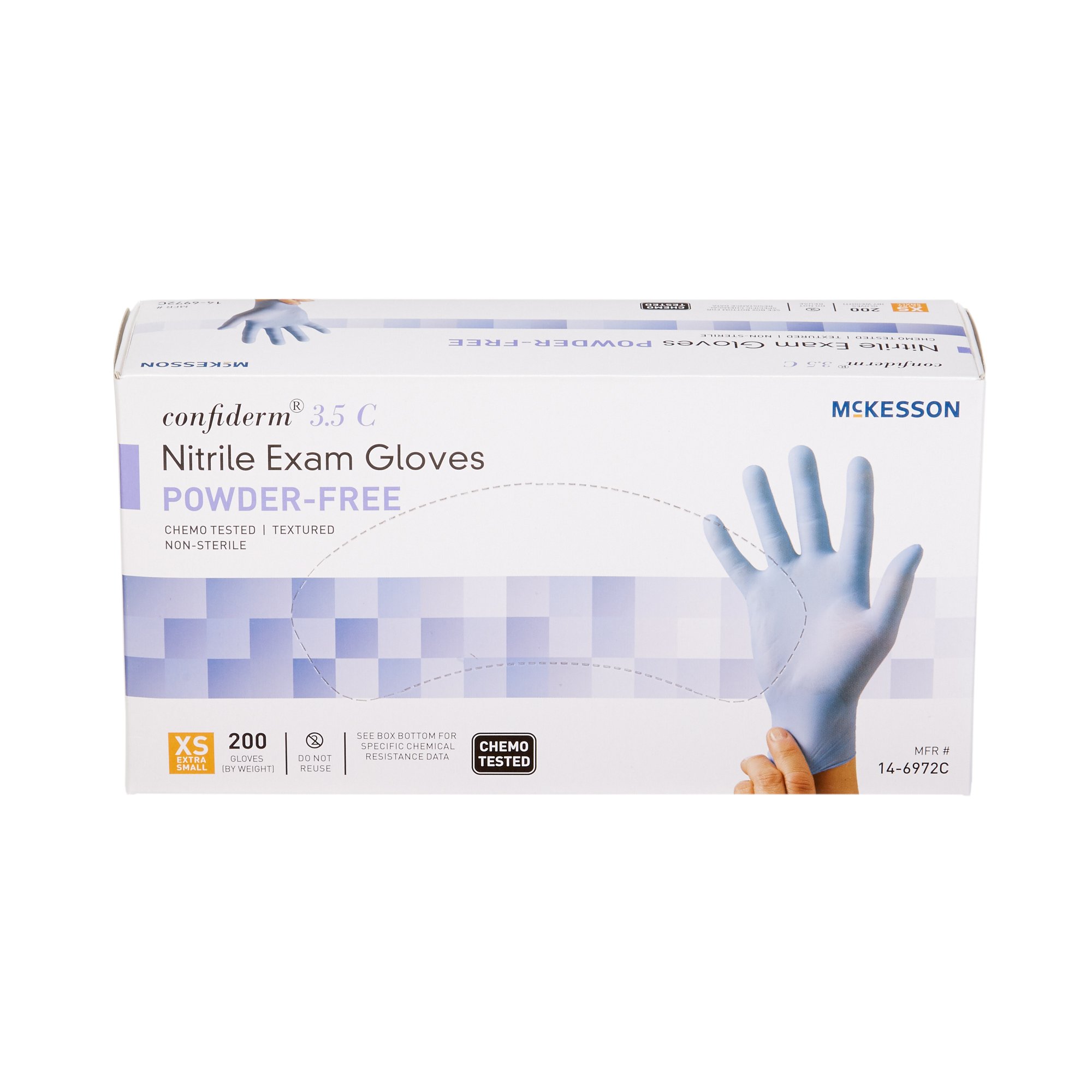 McKesson Confiderm® 3.5C Nitrile Exam Glove, Extra Small, Blue - Image 6