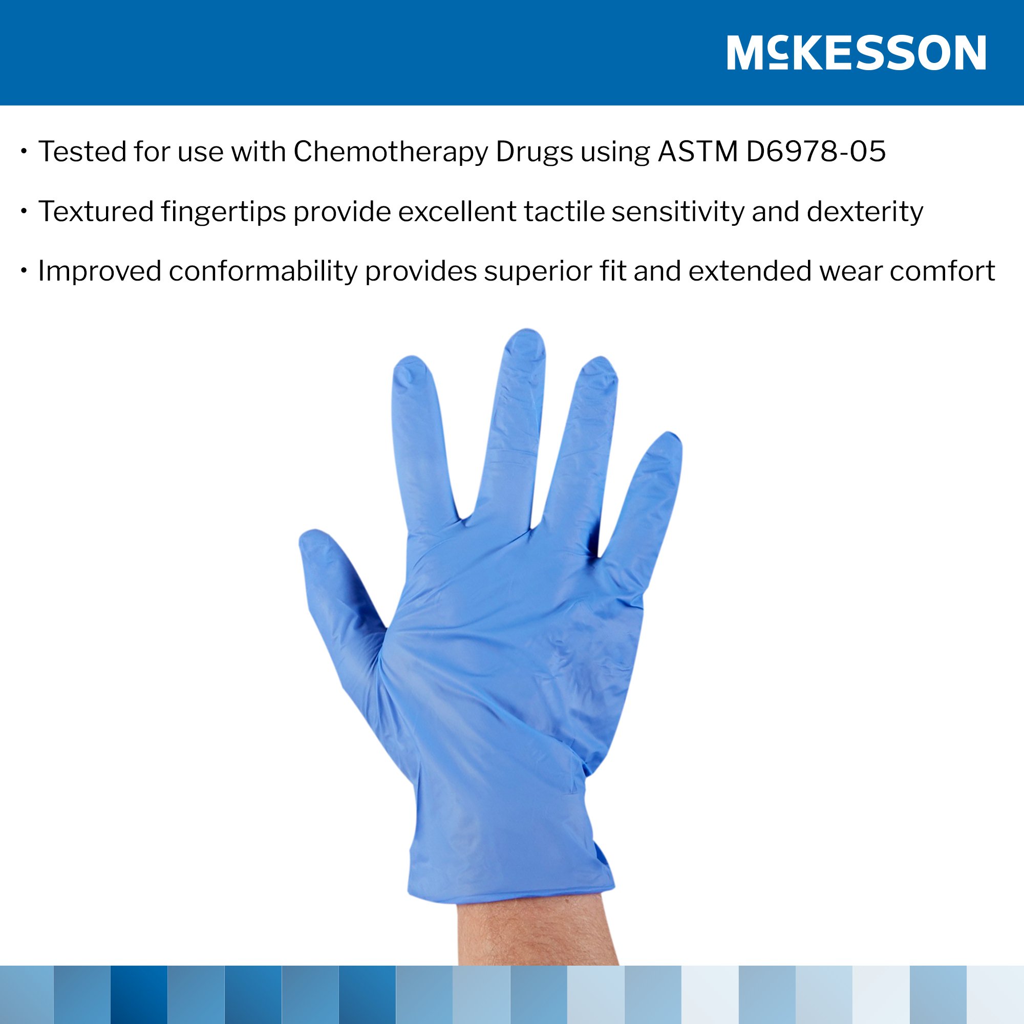 McKesson Confiderm® 3.5C Nitrile Exam Glove, Large, Blue - Image 4