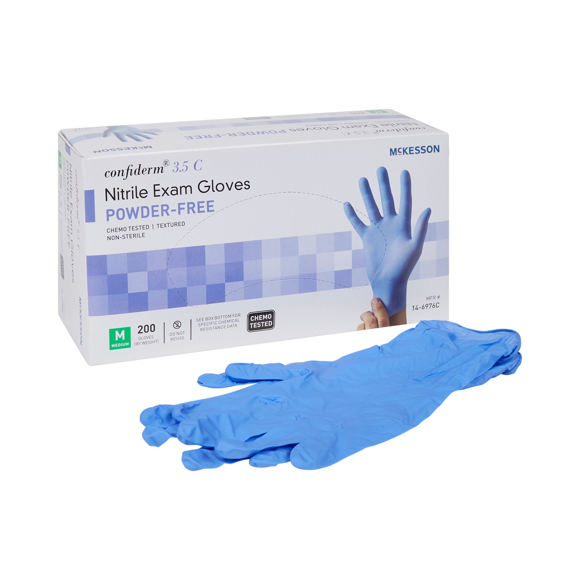McKesson Confiderm® 3.5C Nitrile Exam Glove, Medium, Blue