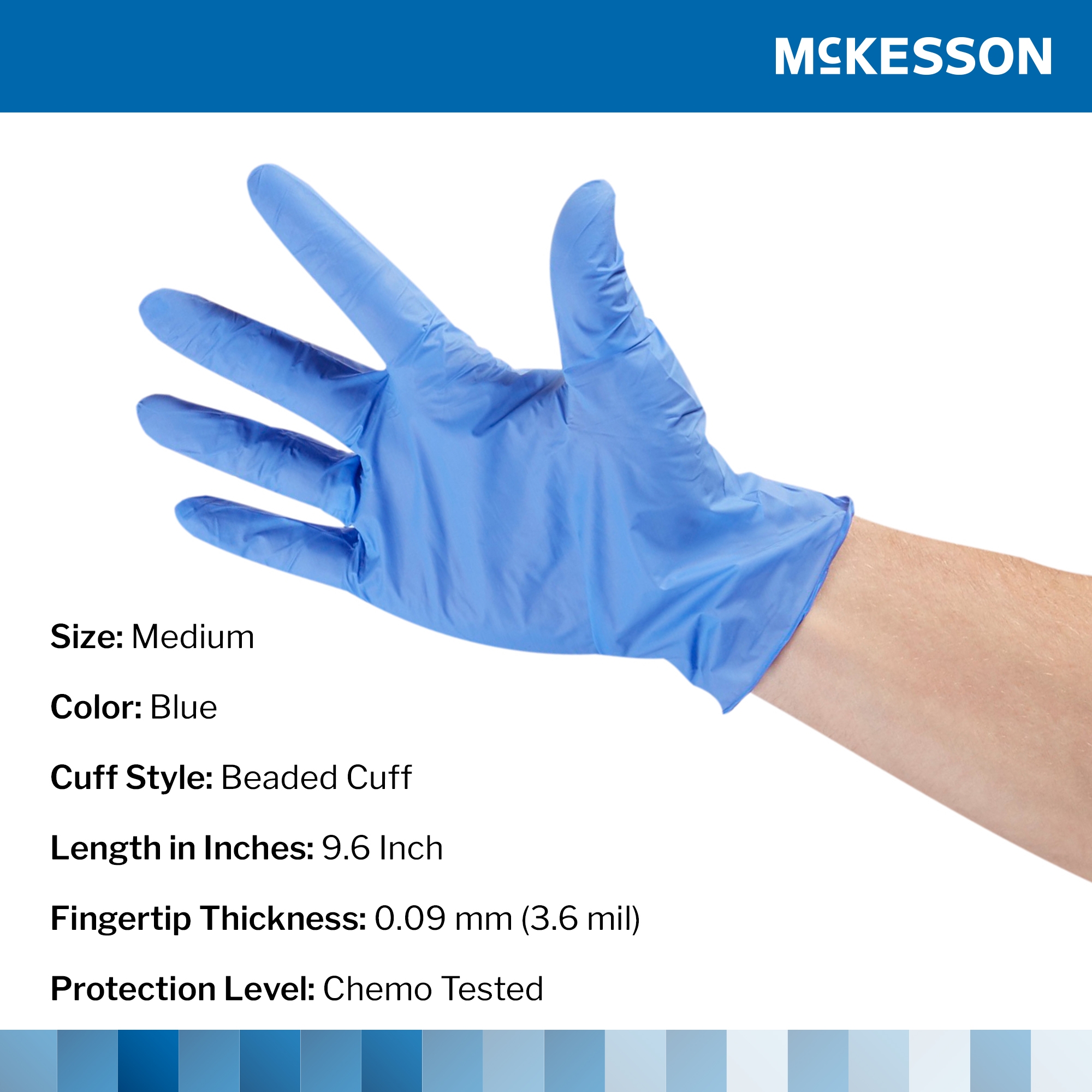 McKesson Confiderm® 3.5C Nitrile Exam Glove, Medium, Blue - Image 2