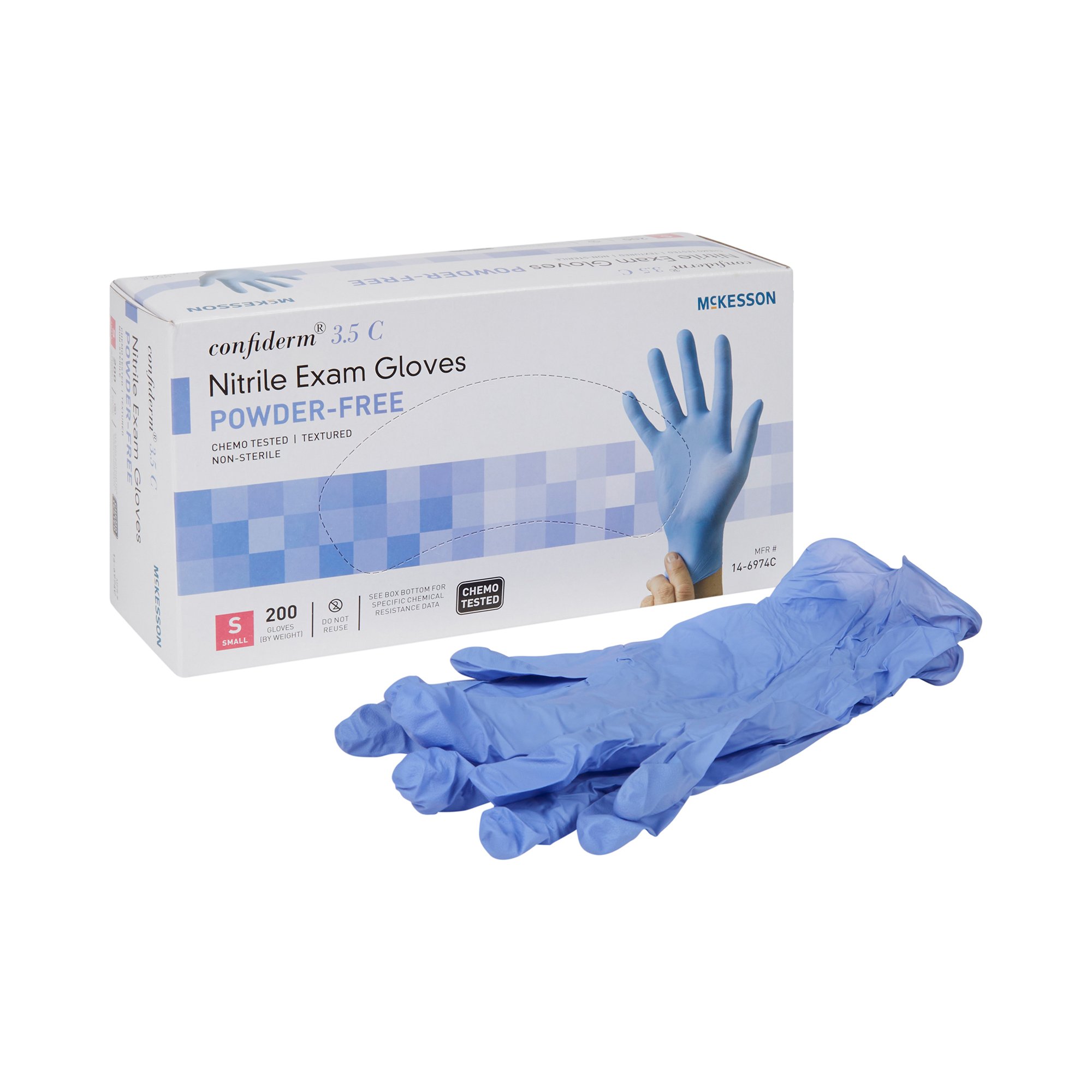 McKesson Confiderm® 3.5C Nitrile Exam Glove, Small, Blue