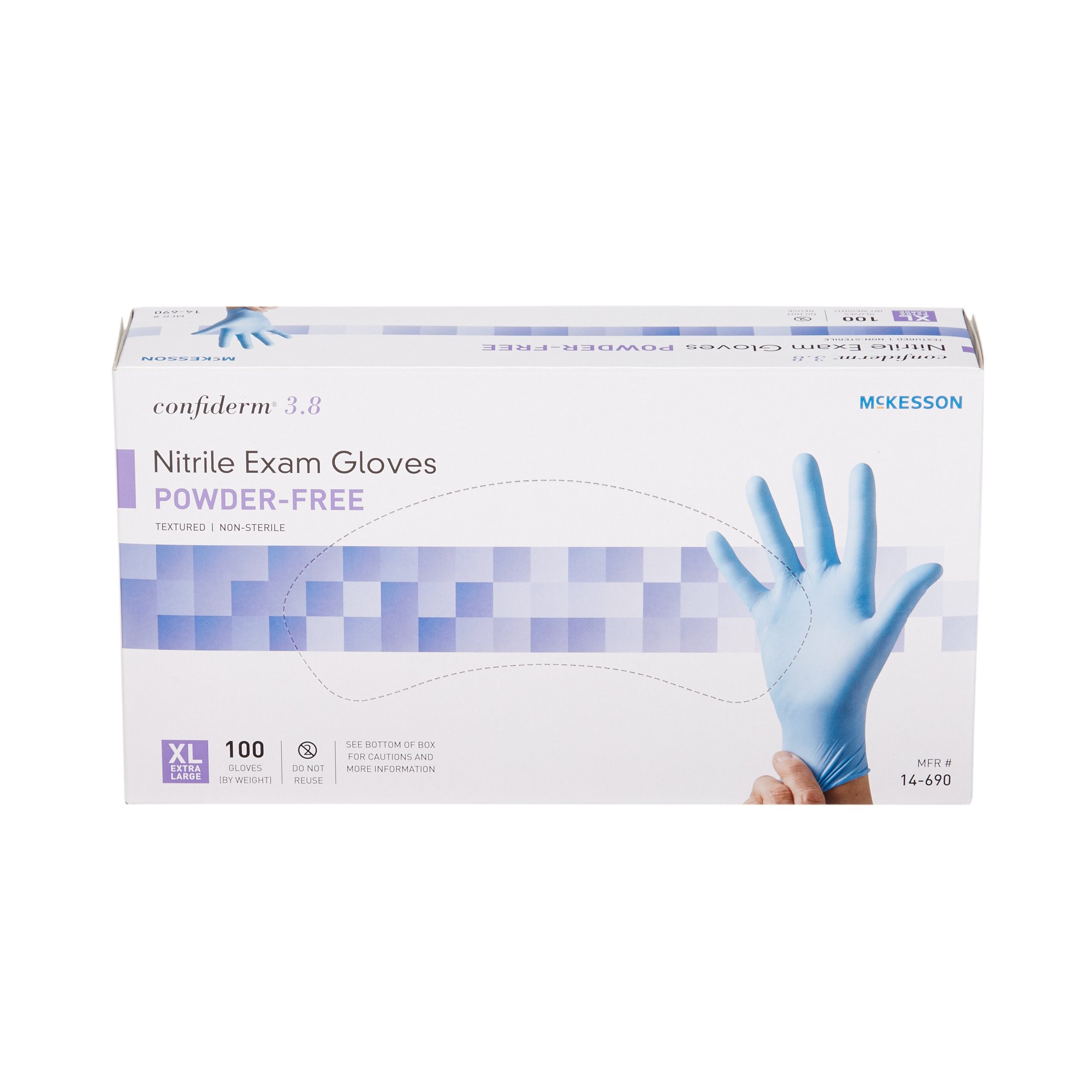 McKesson Confiderm® 3.8 Nitrile Exam Glove, Extra Large, Blue - Image 5