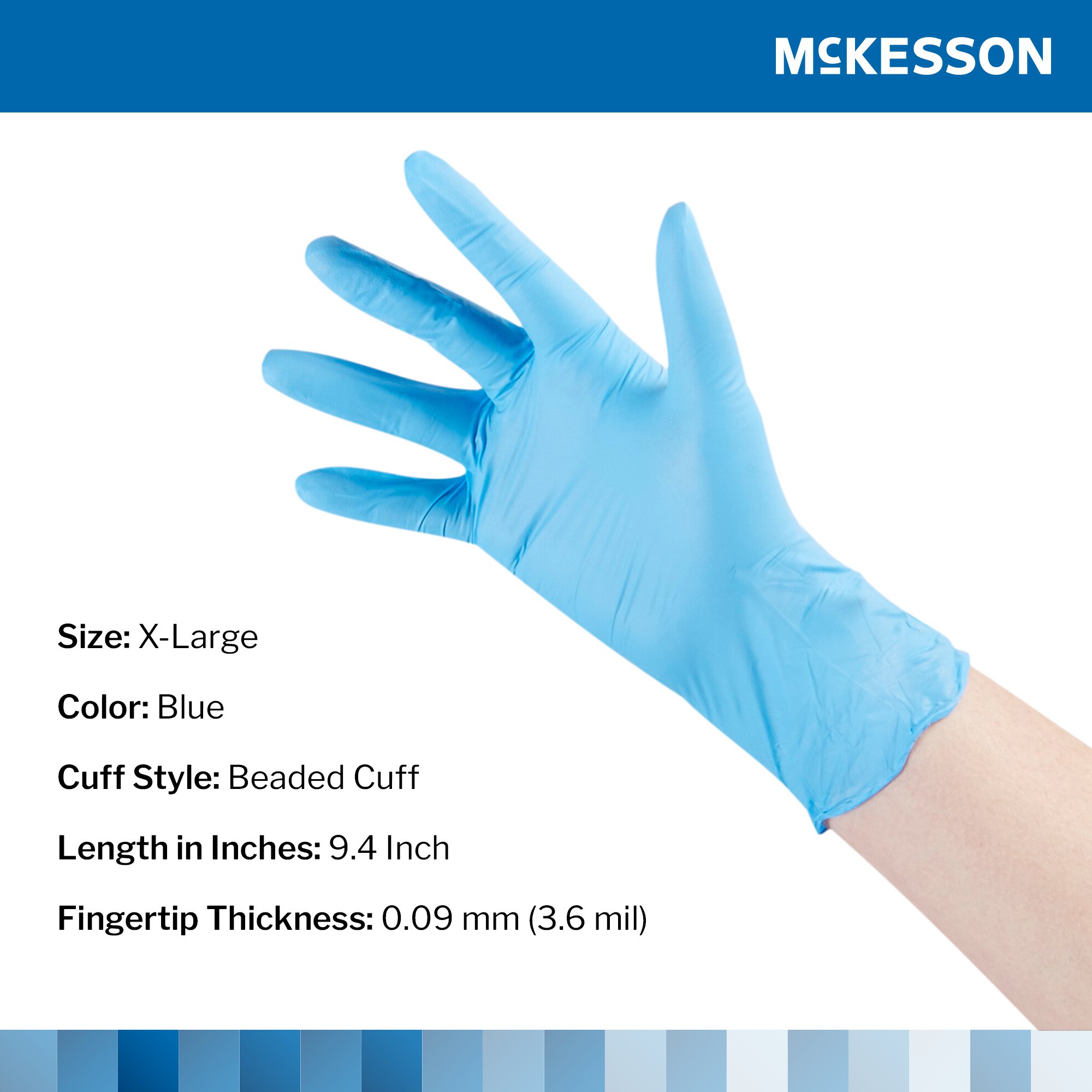 McKesson Confiderm® 3.8 Nitrile Exam Glove, Extra Large, Blue - Image 2