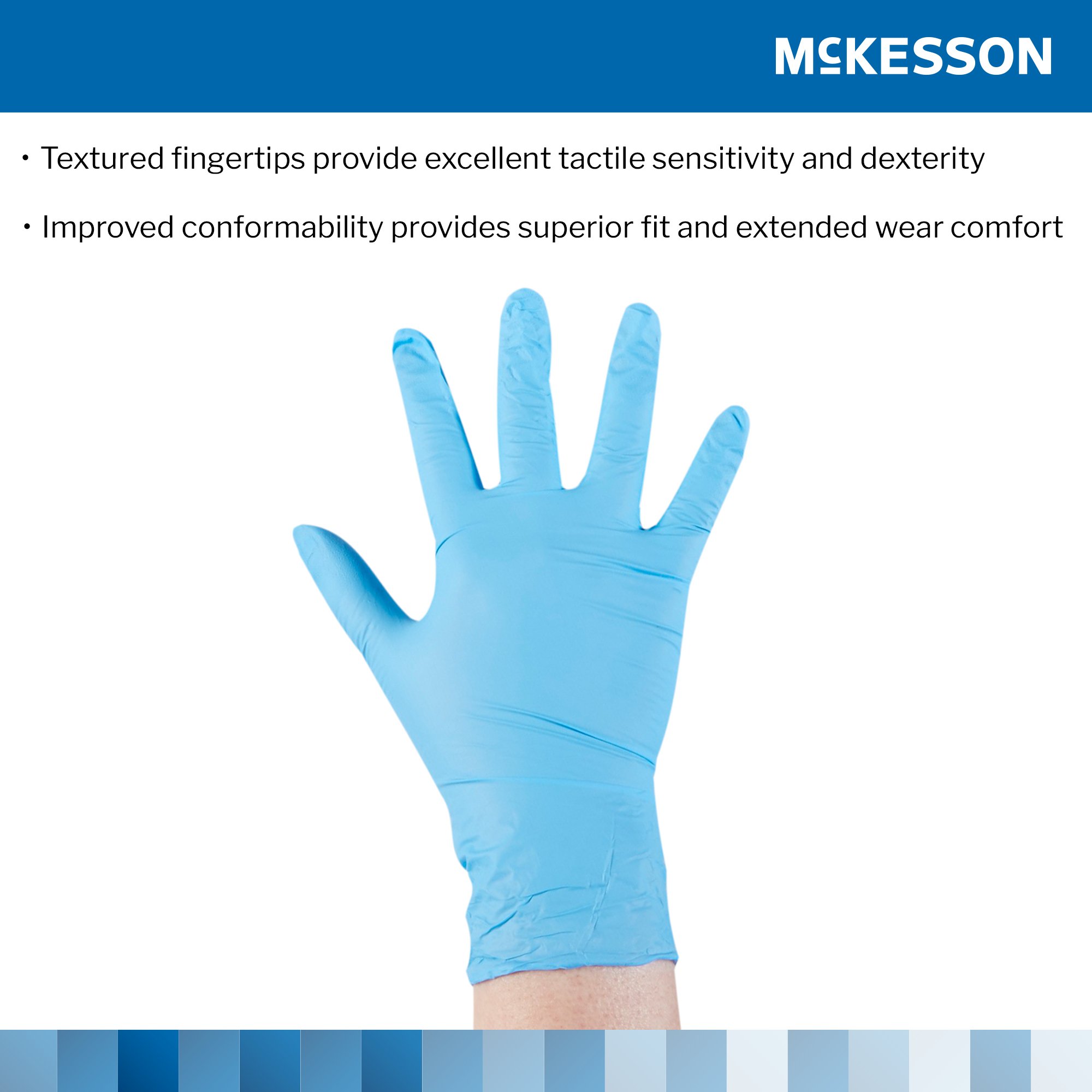 McKesson Confiderm® 3.8 Nitrile Exam Glove, Medium, Blue - Image 4