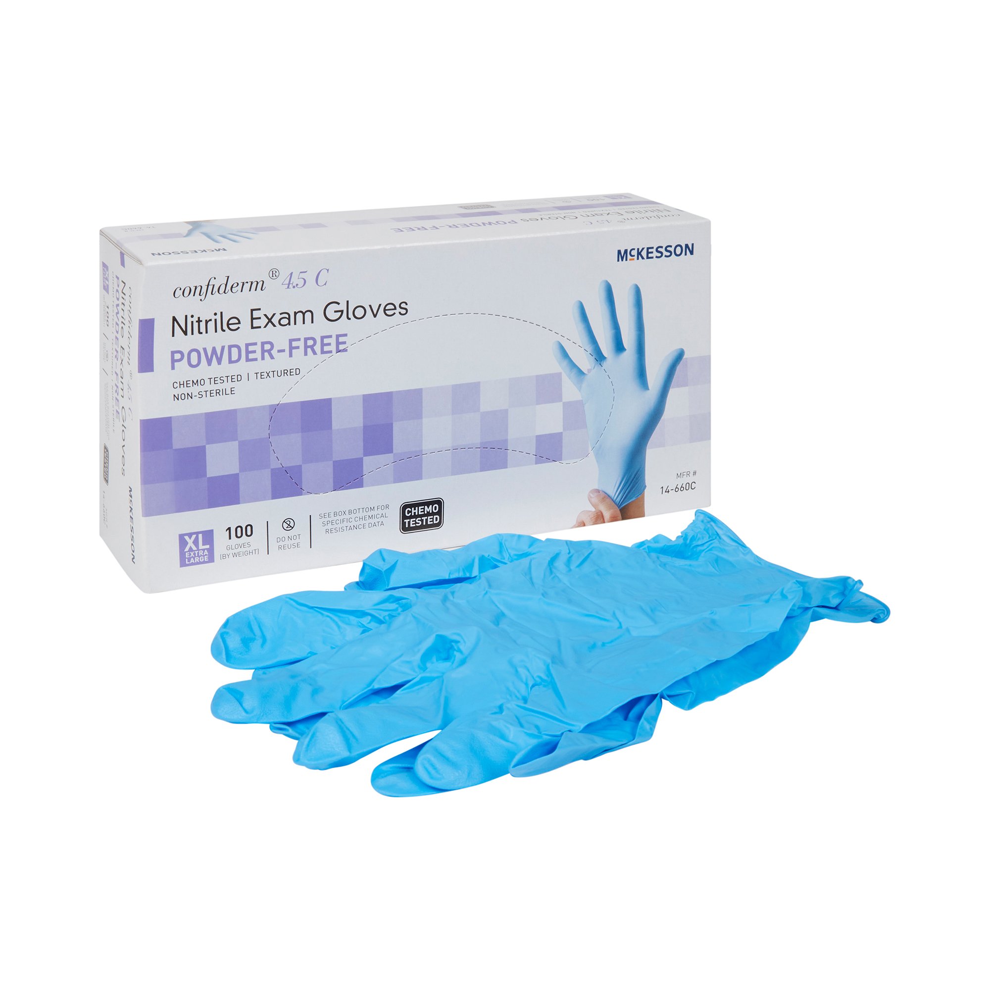 McKesson Confiderm® 4.5C Nitrile Exam Glove, Extra Large, Blue