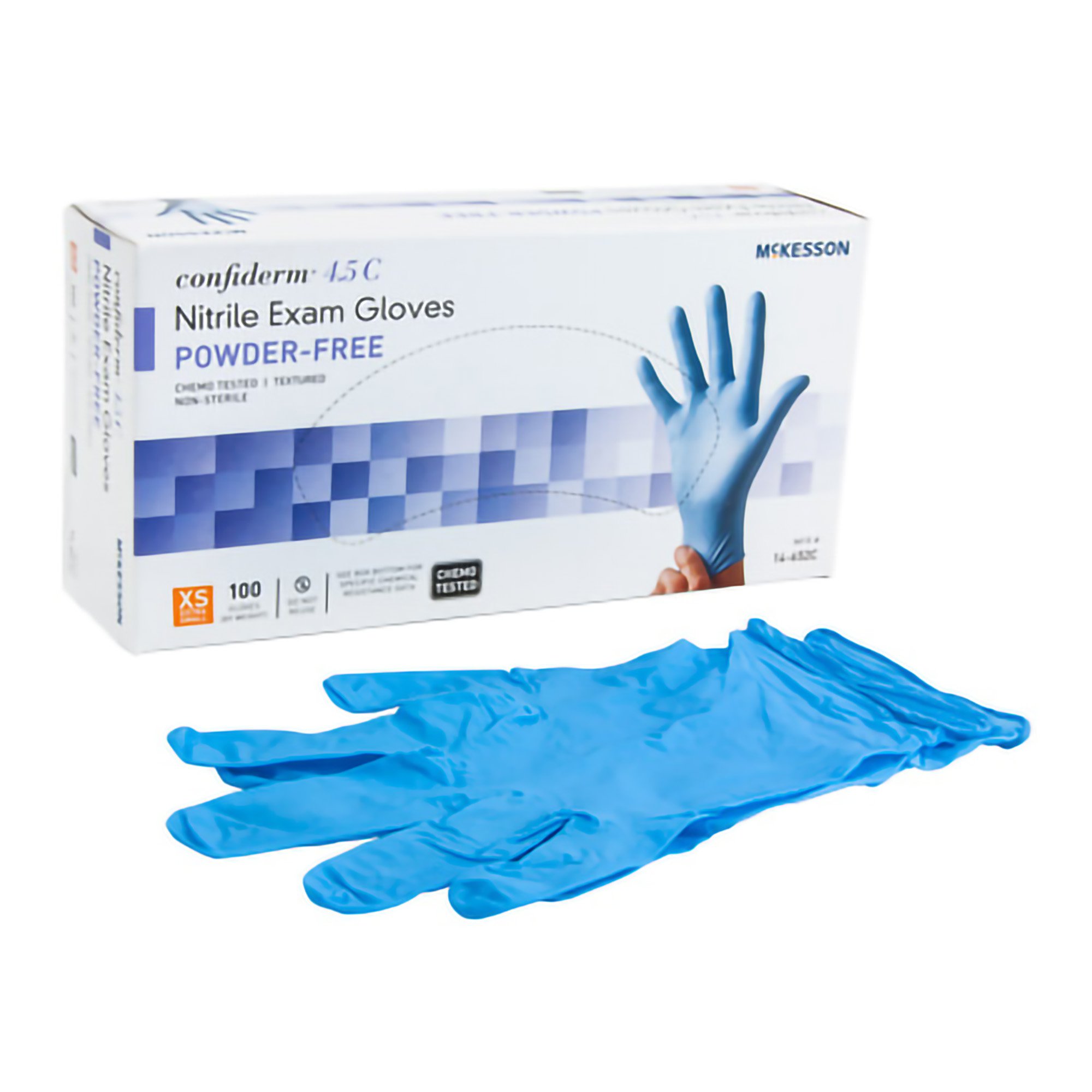 McKesson Confiderm® 4.5C Nitrile Exam Glove, Extra Small, Blue