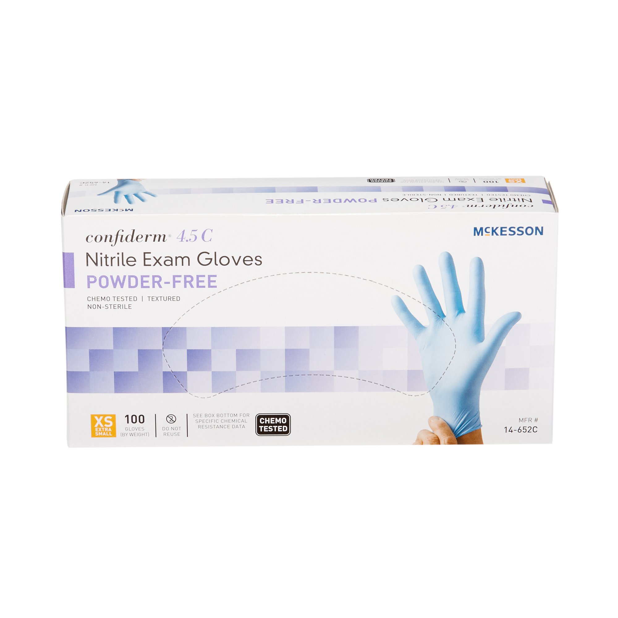 McKesson Confiderm® 4.5C Nitrile Exam Glove, Extra Small, Blue - Image 6