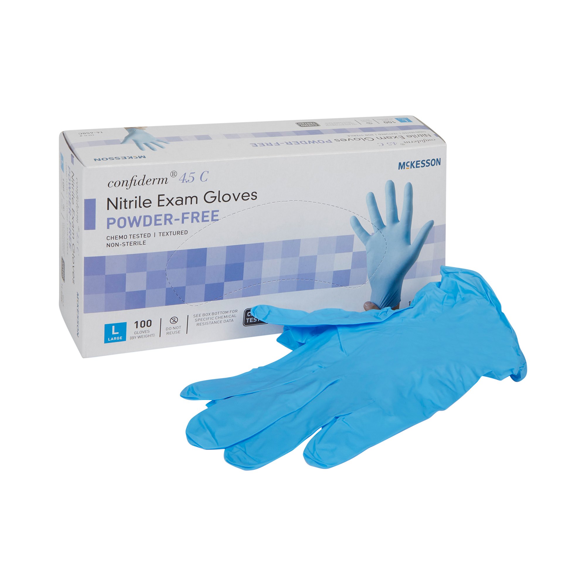 McKesson Confiderm® 4.5C Nitrile Exam Glove, Large, Blue